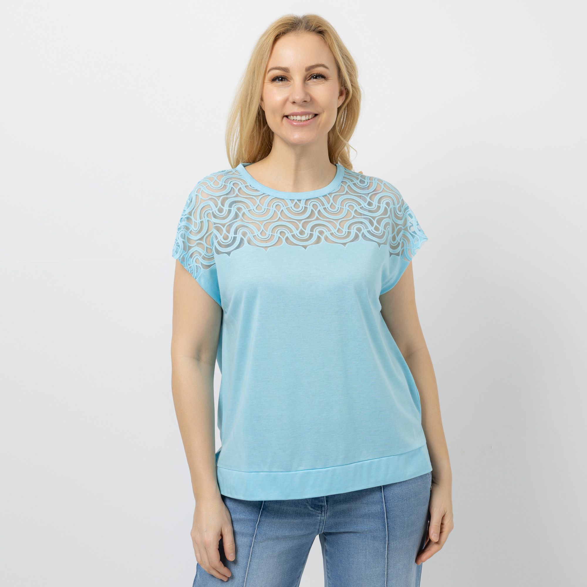 DAWID by Dawid Tomaszewski Shirt, Kurzarm Ausbrenner, Rundhals leger weit