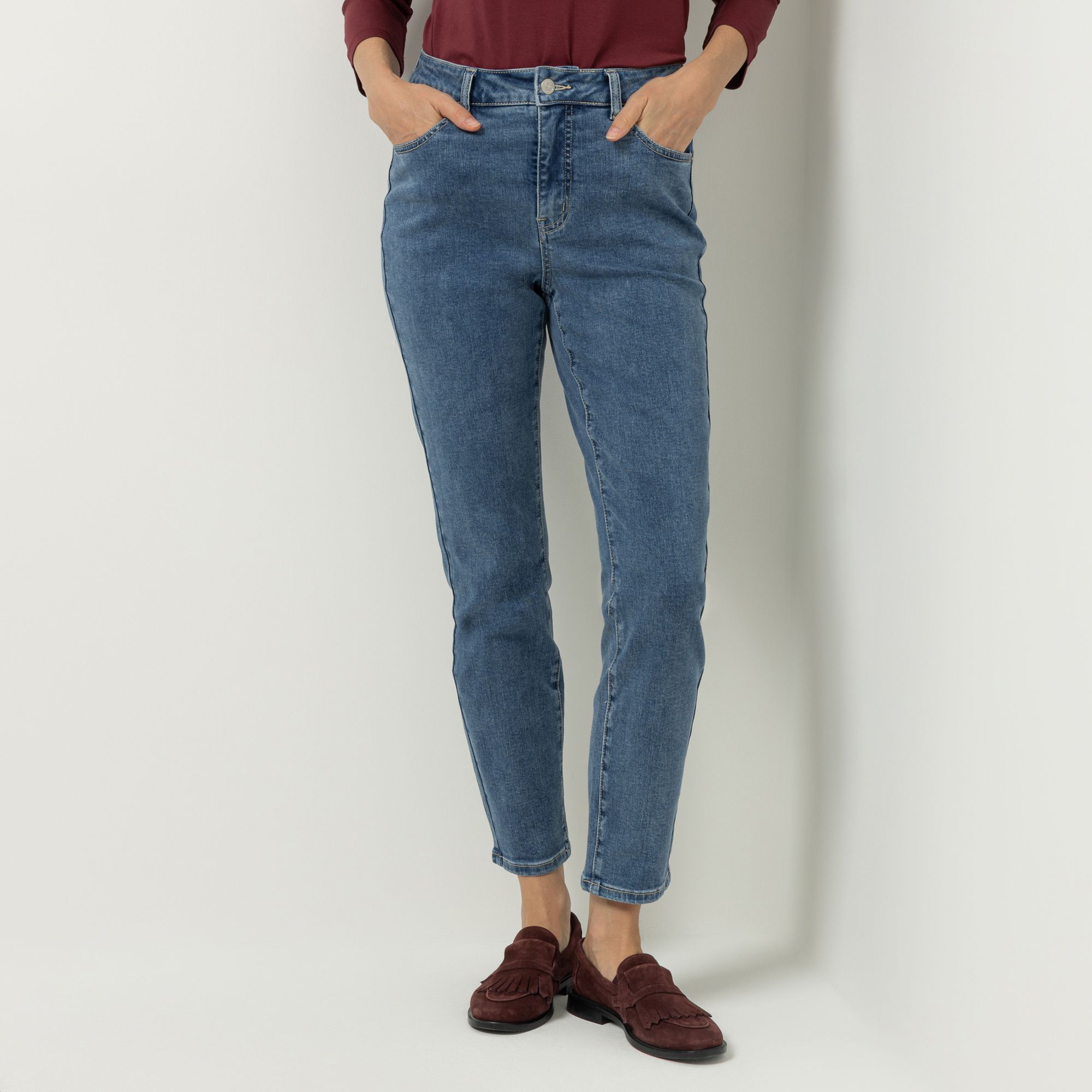 STRANDFEIN Jeans, knöchellang 5-Pocket-Style mittlere Leibhöhe schmales Bein