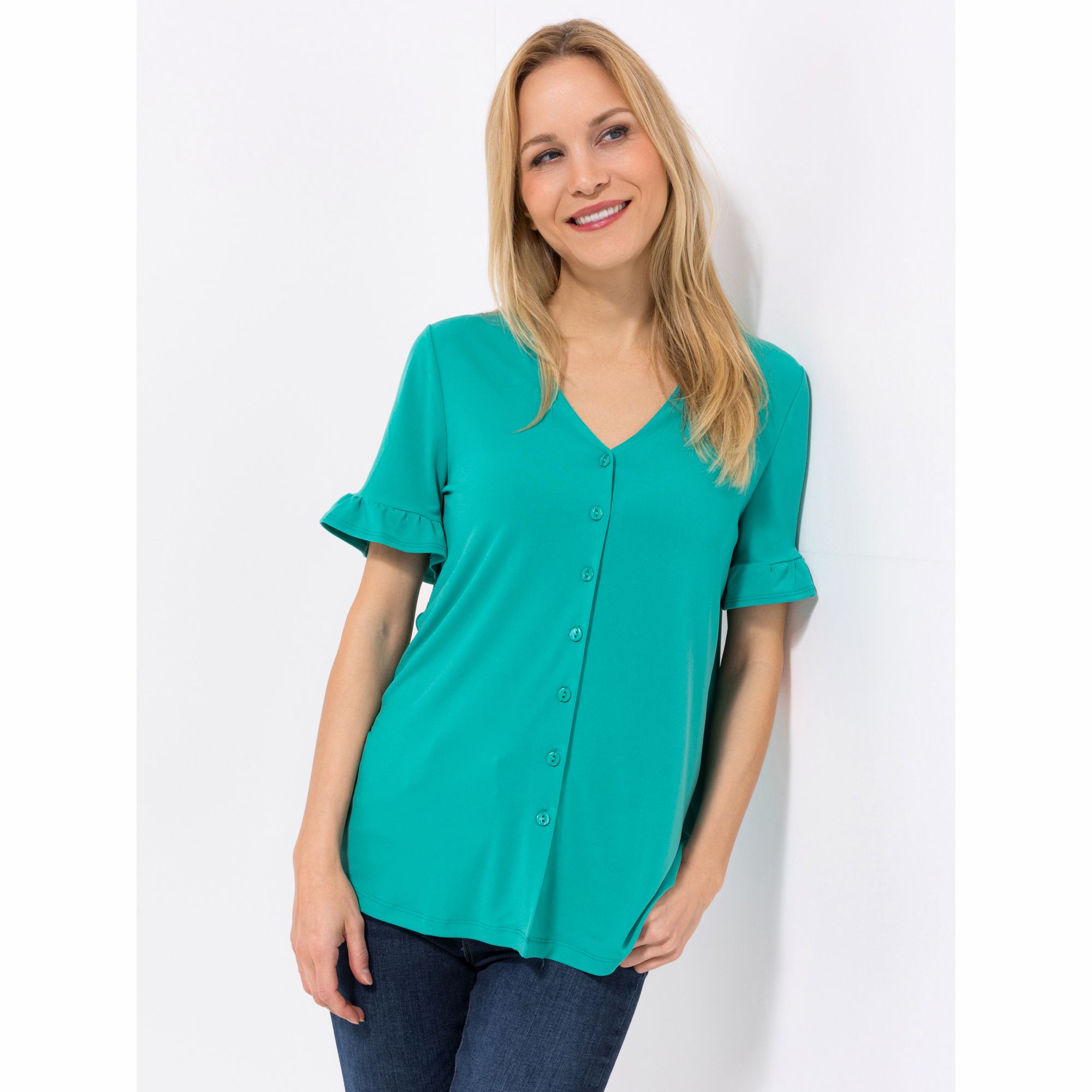 KIM & CO. Shirt, 1/2-Arm Brazil Knit Jersey Schmuckknöpfe figurumspielend