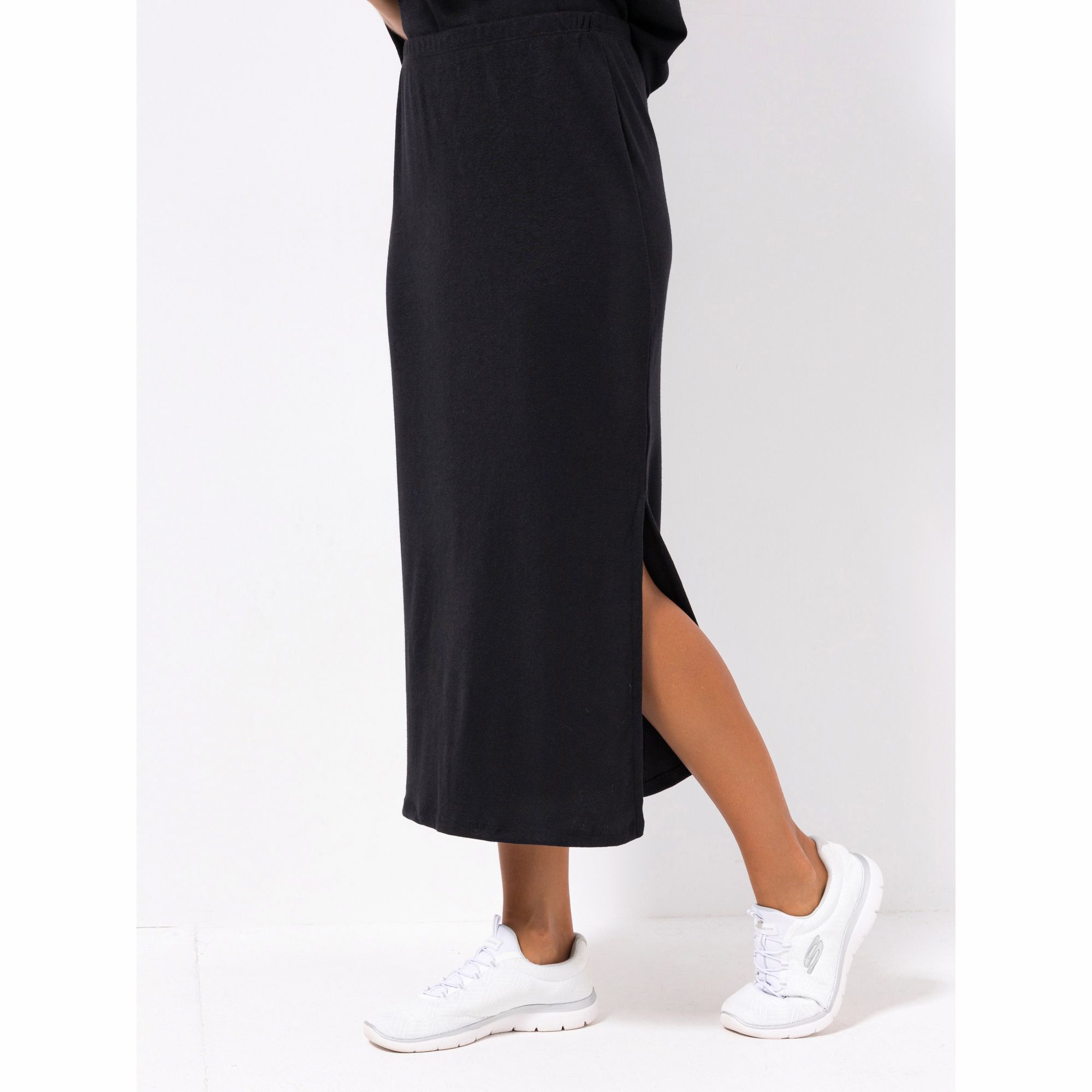 KIM & CO. Rock, wadenlang Feinstrick Optik Rundumdehnbund Seitenschlitz