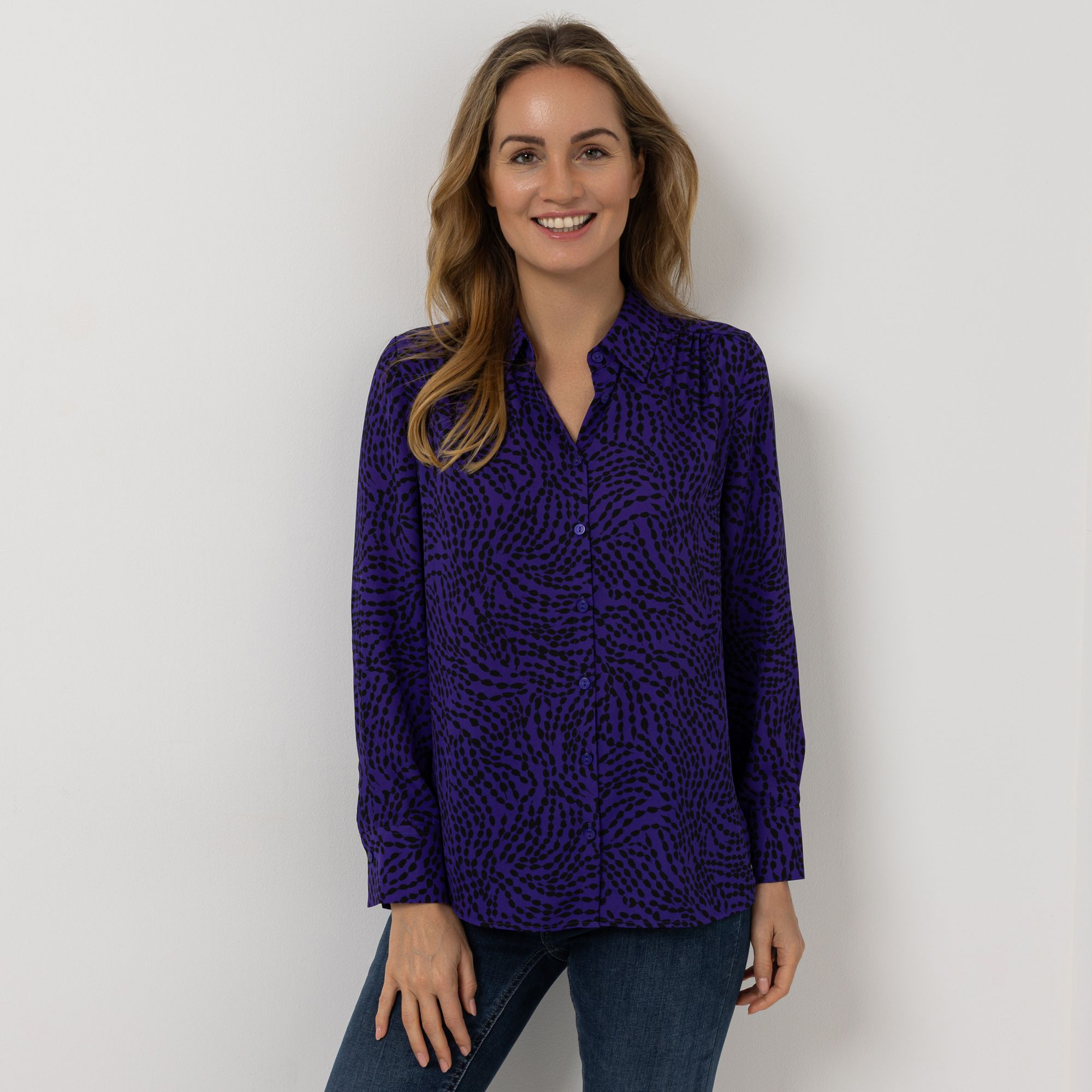 EVA LUTZ Bluse Lotte Knopfleiste Manschetten leger weit