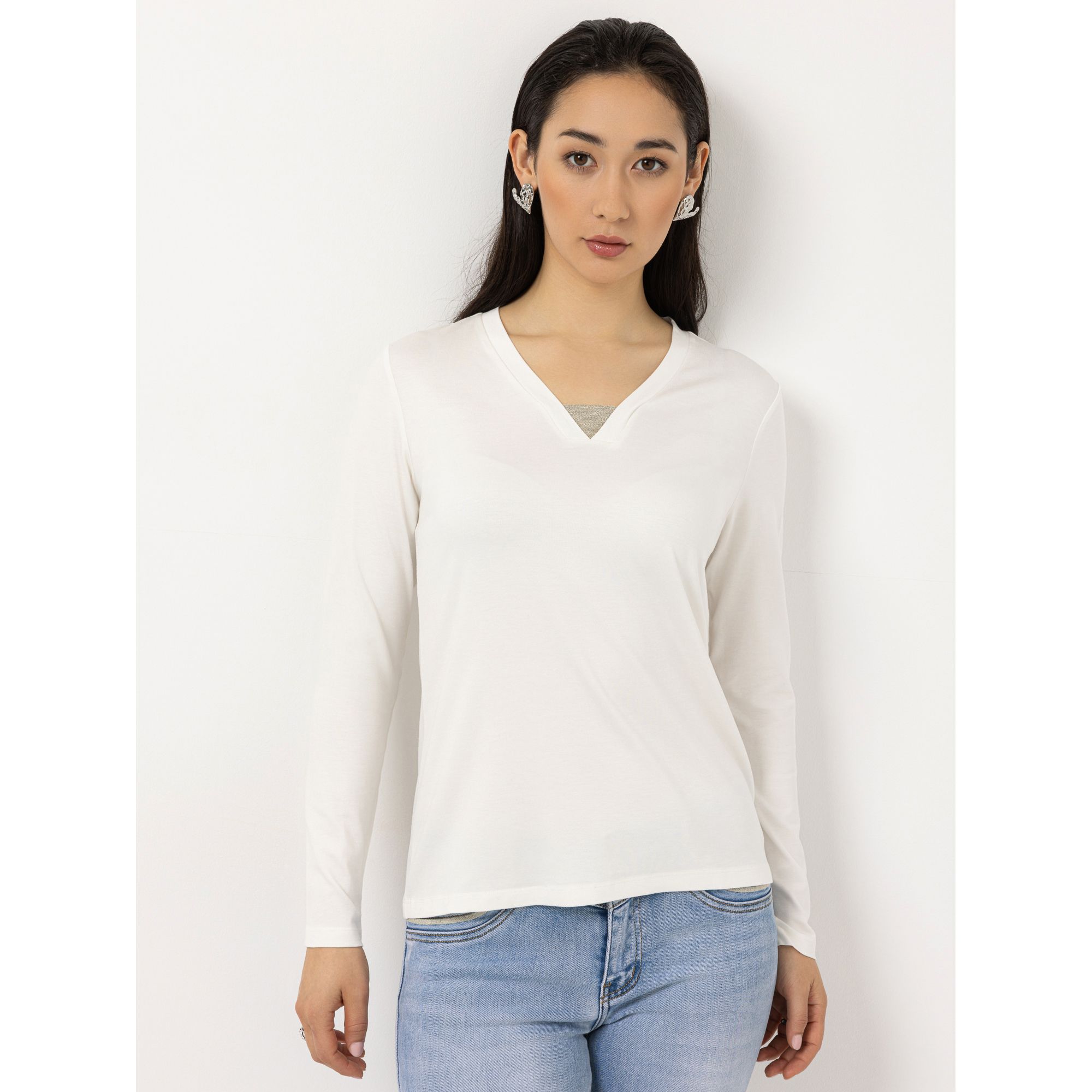 STEFFEN SCHRAUT Shirt V-Ausschnitt Ziereinsatz figurumspielend