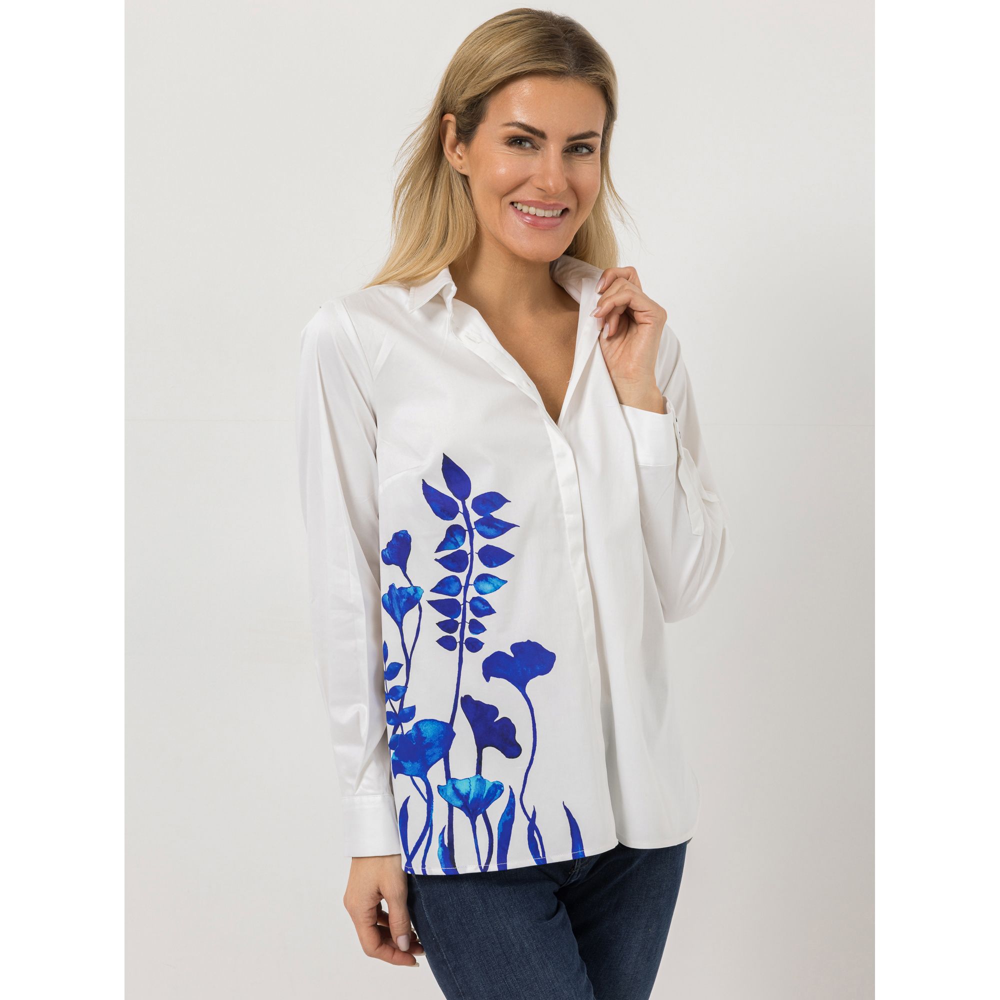 DAWID by Dawid Tomaszewski Bluse, Langarm platzierter Print leger weit