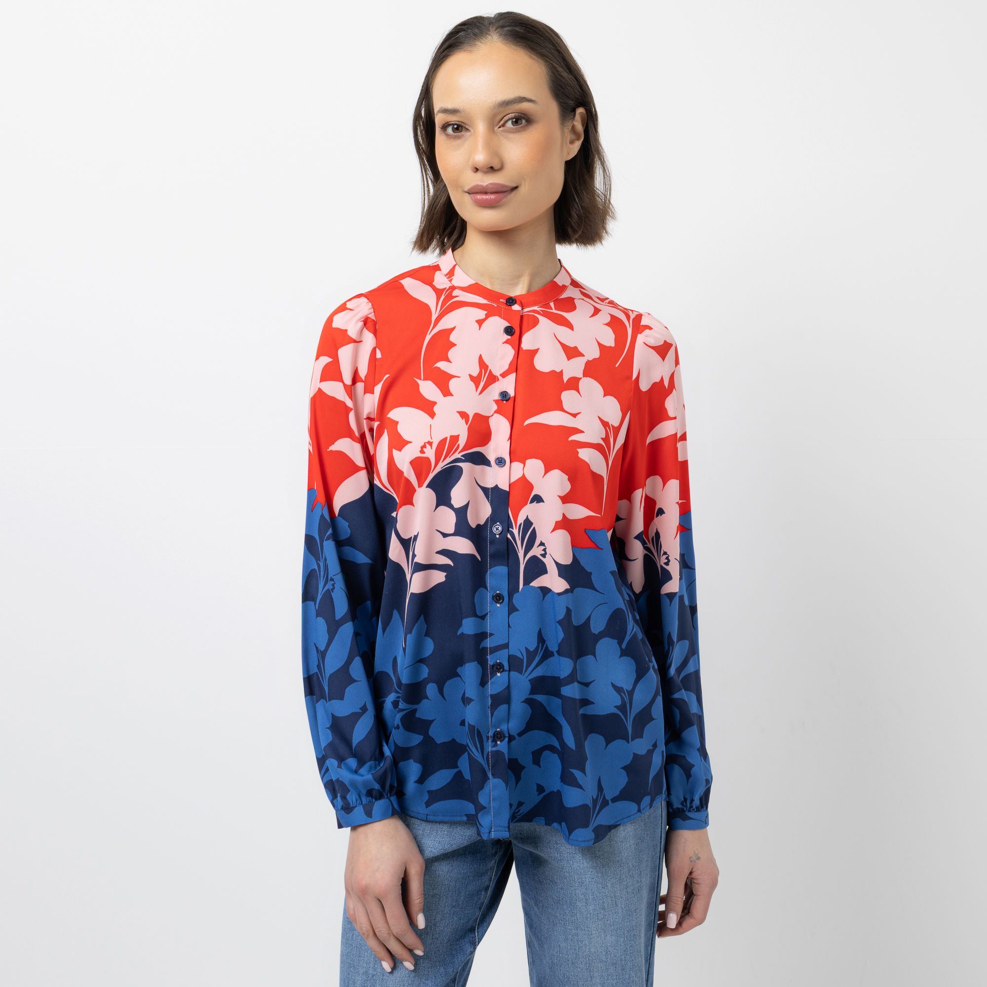 STEFFEN SCHRAUT Bluse Rundhalsausschnitt Knopfleiste leger weit