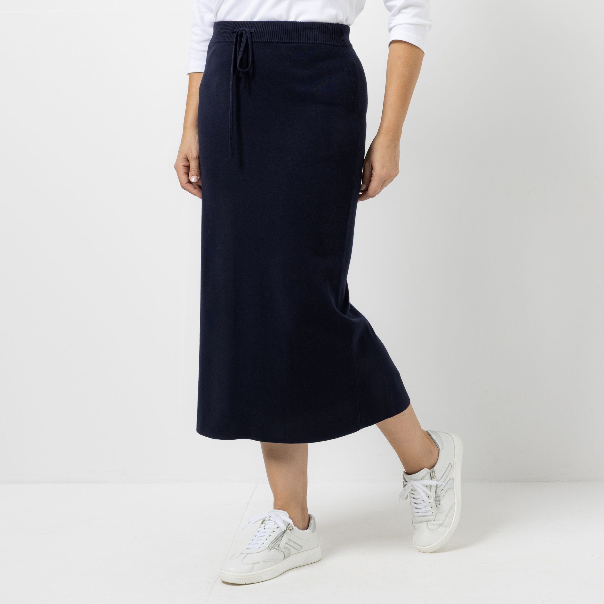 ANNA VON GRIESHEIM Strickrock Maxi-Länge Rundumdehnbund gerade Form