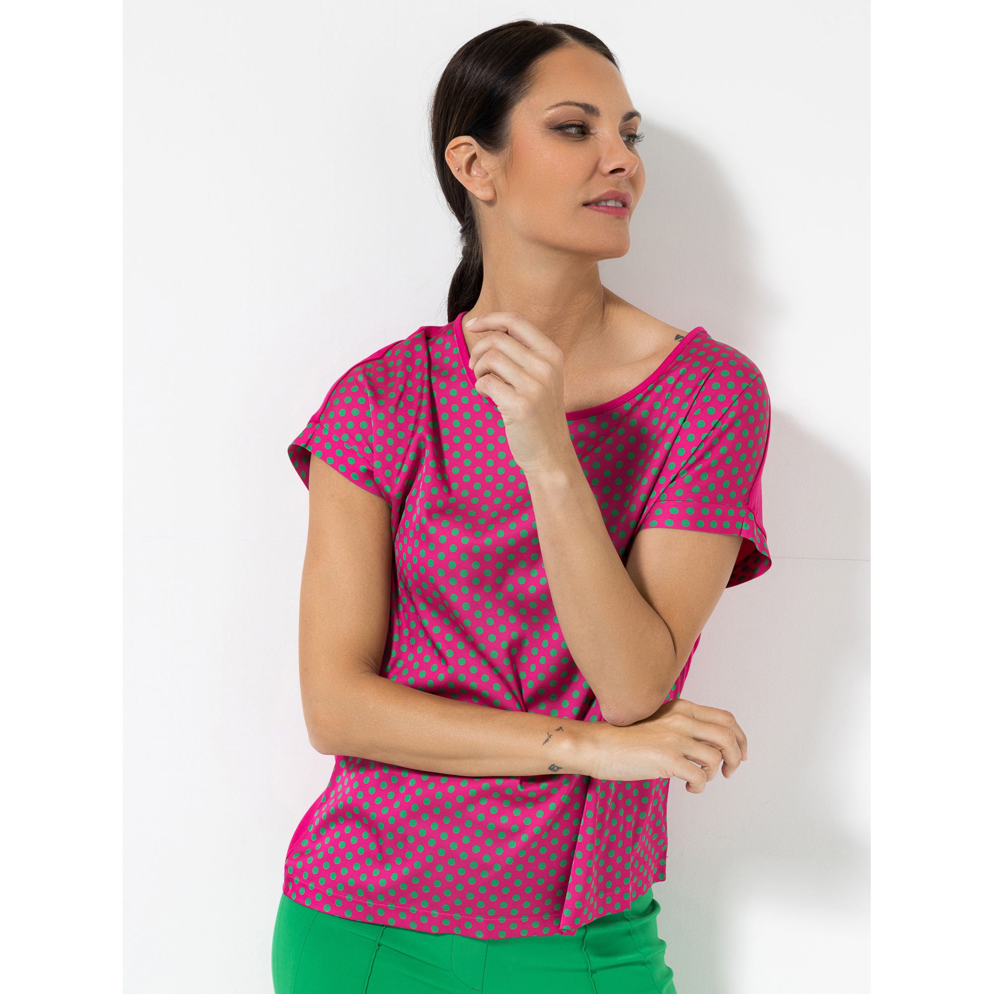 STEFFEN SCHRAUT Blusenshirt, Havanna Rundhalsausschnitt Materialmix leger weit