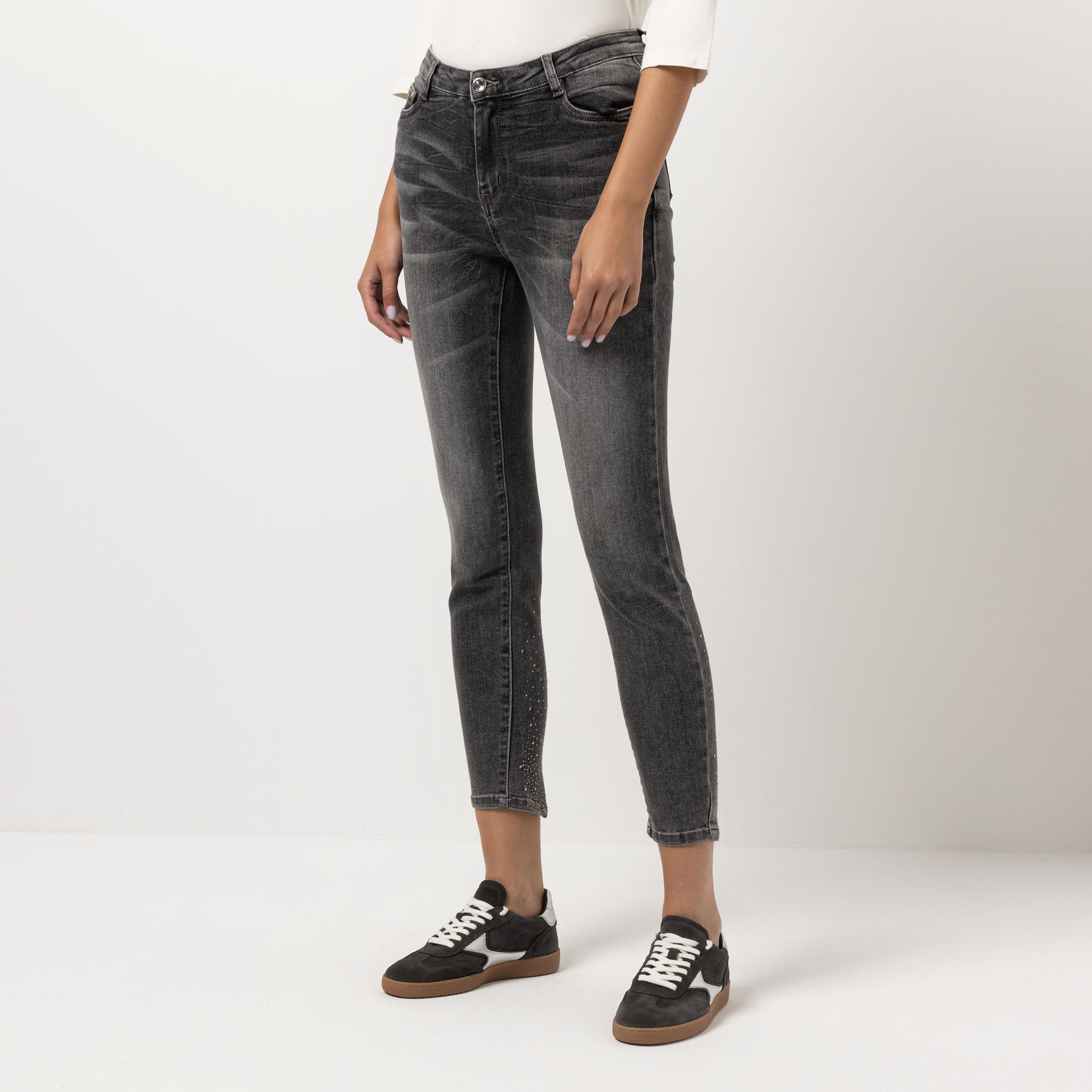 STEFFEN SCHRAUT Jeans knöchellang Oktagon-Details sehr schmales Bein