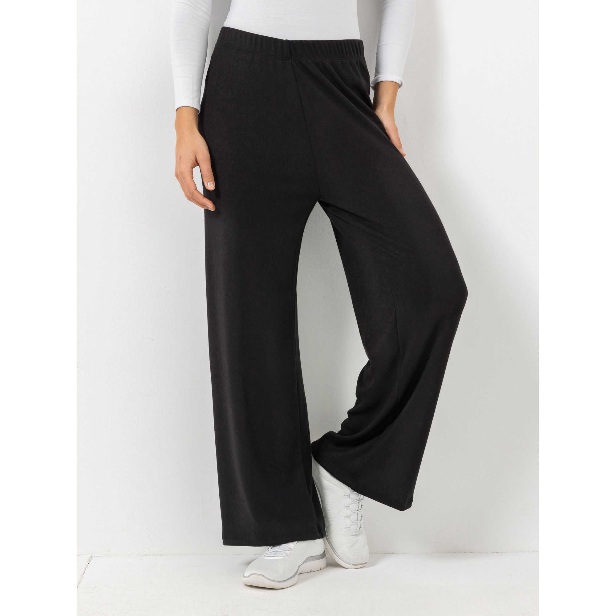 KIM & CO. Hose, lange Form Feinstrick-Optik Rundumdehnbund weites Bein