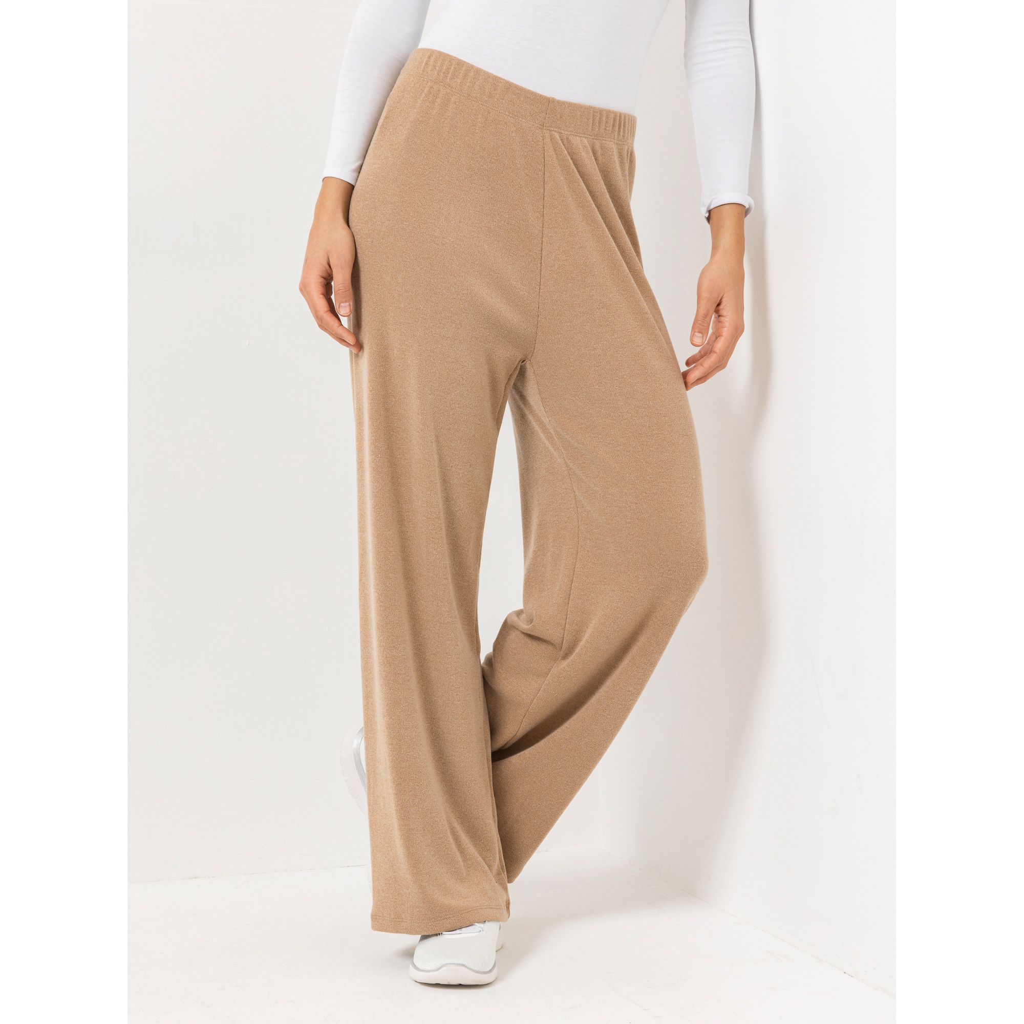 KIM & CO. Hose, lange Form Feinstrick-Optik Rundumdehnbund weites Bein