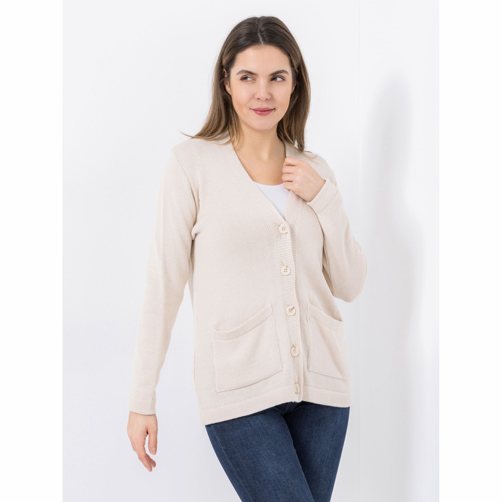 DINE 'N' DANCE Cardigan, 1/1-Arm Knopfleiste aufgesetzte Taschen figurumspielend