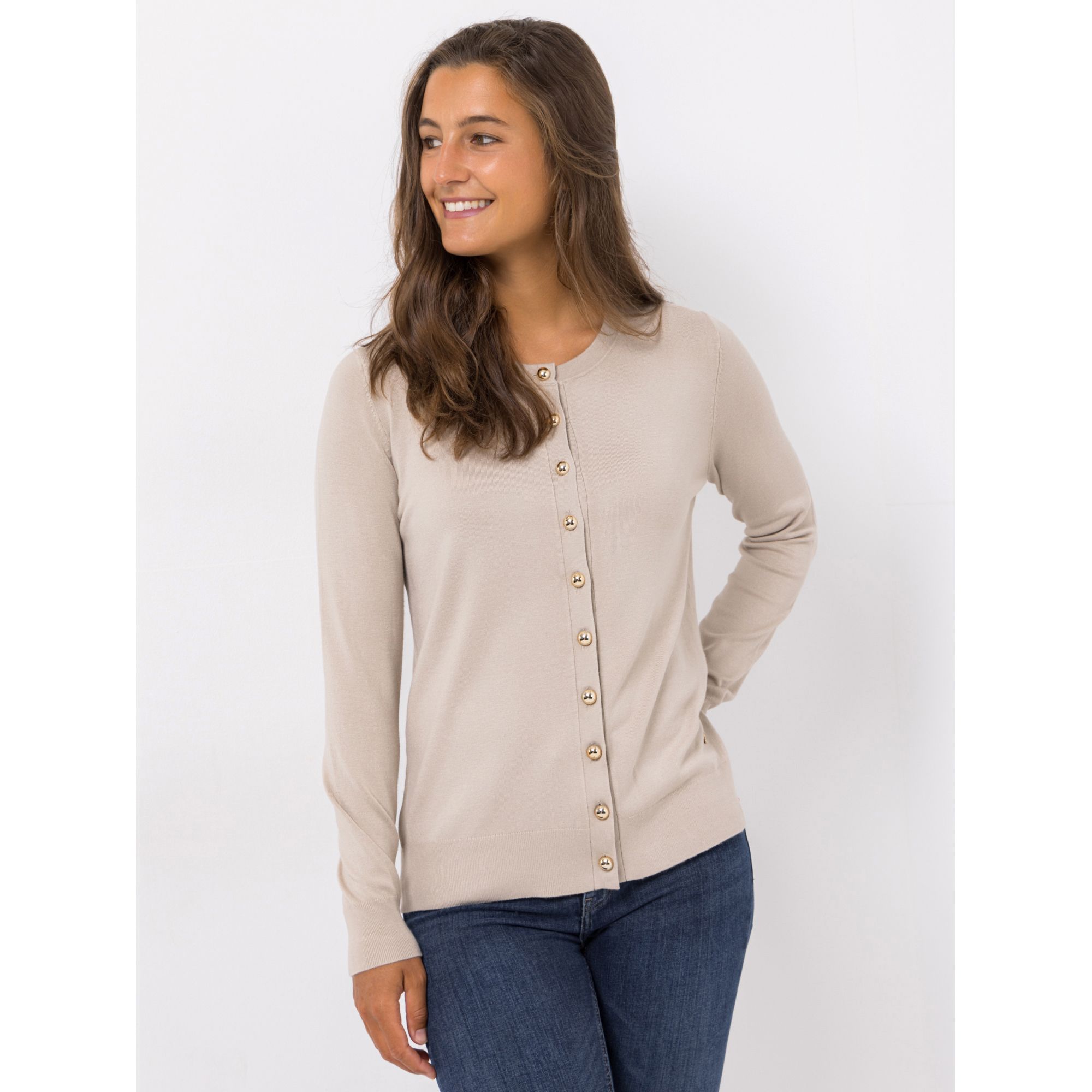 EVA LUTZ Cardigan Rundhalsausschnitt Knopfleiste figurumspielend