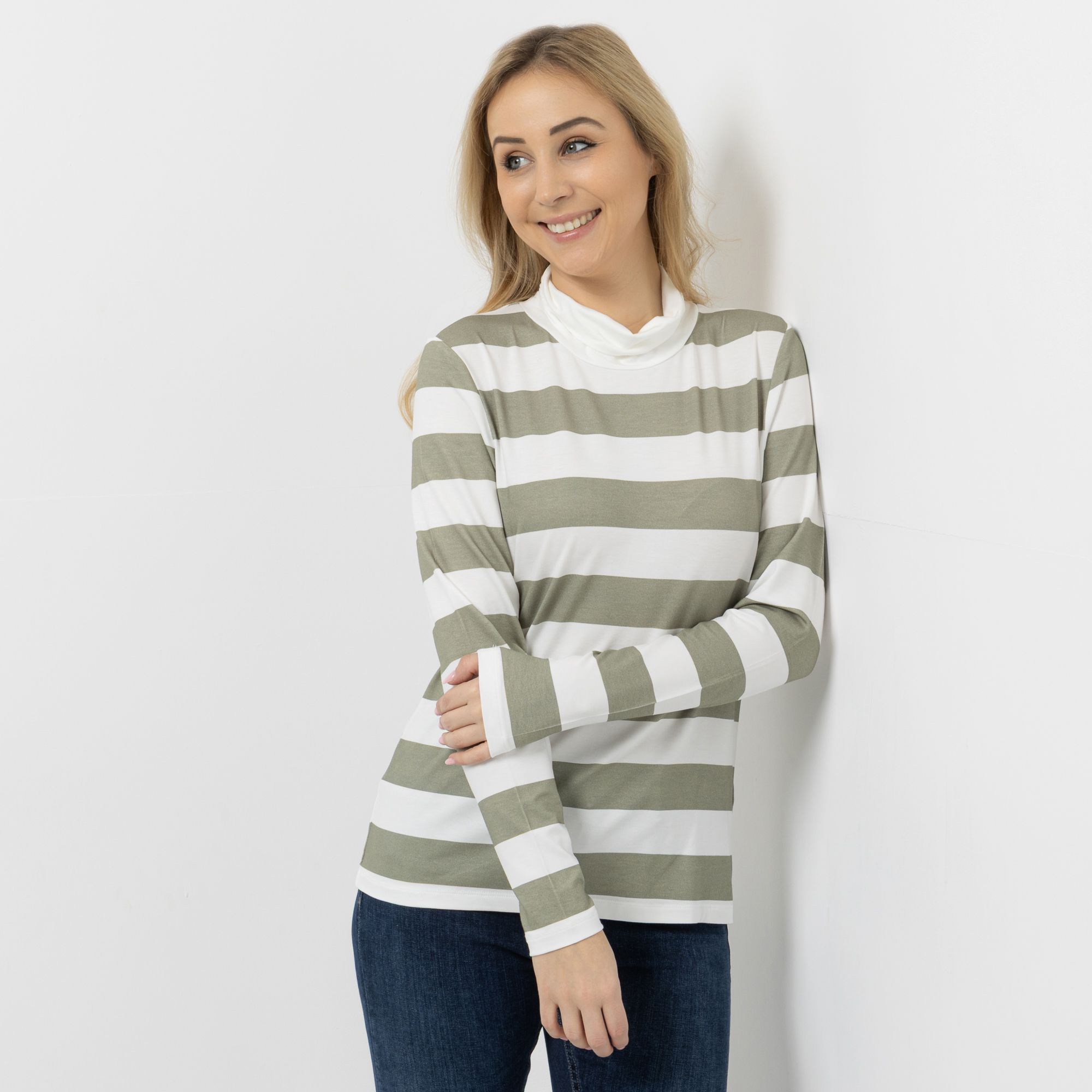 DINE 'N' DANCE Shirt, 1/1-Arm Rollkragen gestreift figurumspielend