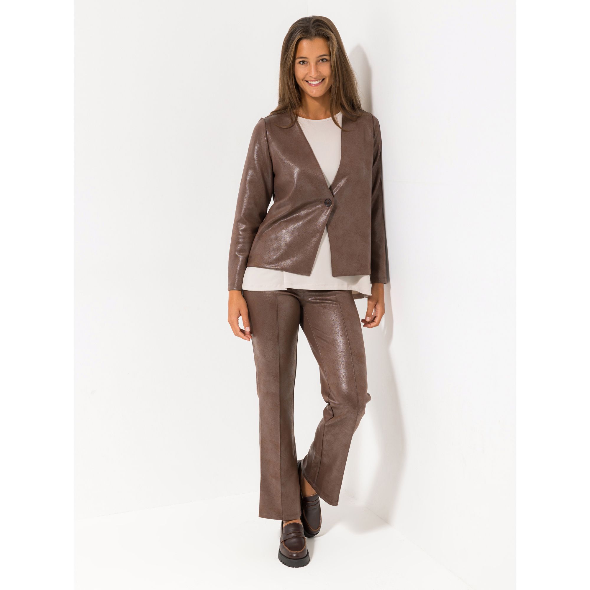 KIM & CO. Blazer, 1/1-Arm Antique Leder Optik 1 Knopf figurumspielend