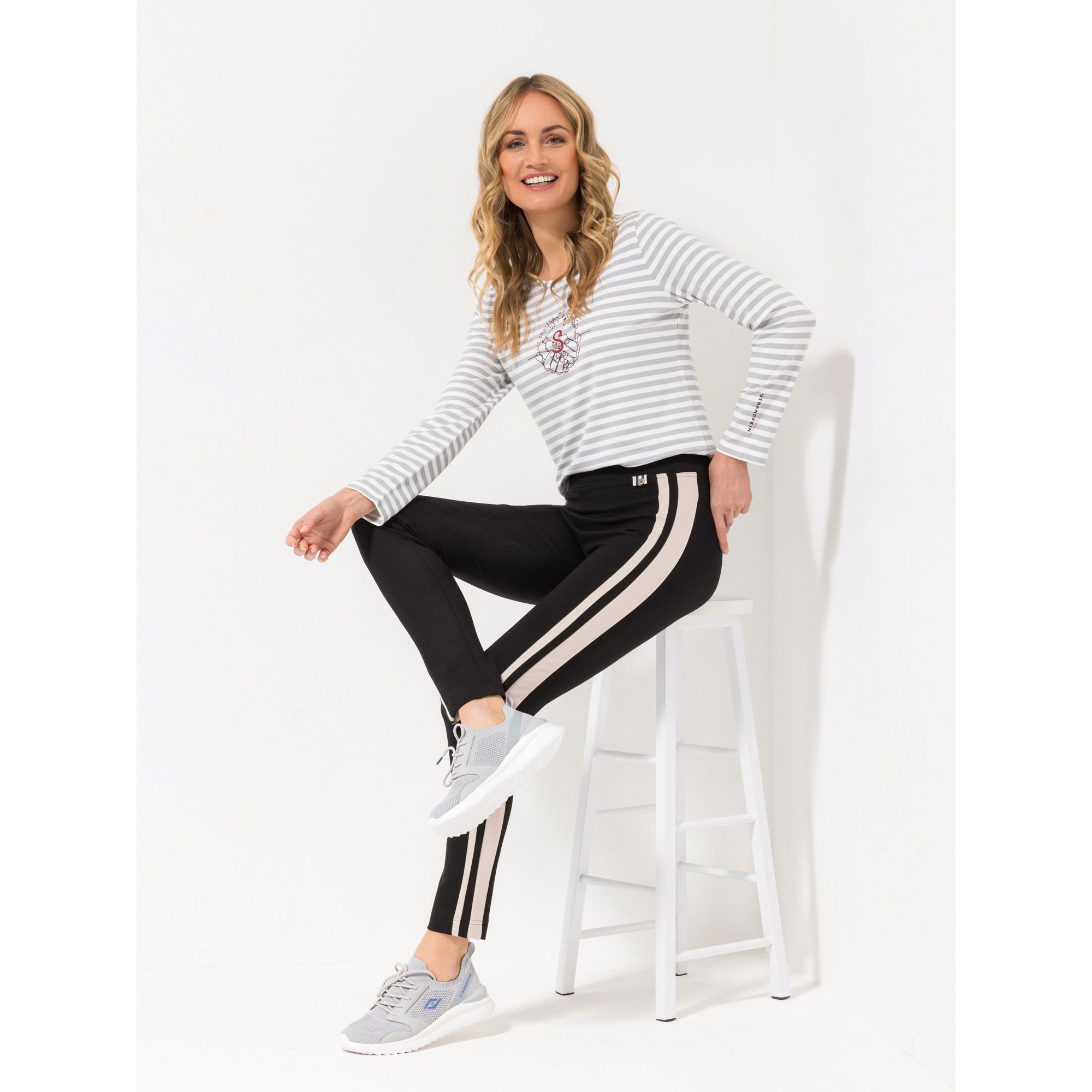 STRANDFEIN Hose Swenja Doppel-Galonstreifen OEKO-TEX®Standard 100 knöchellang