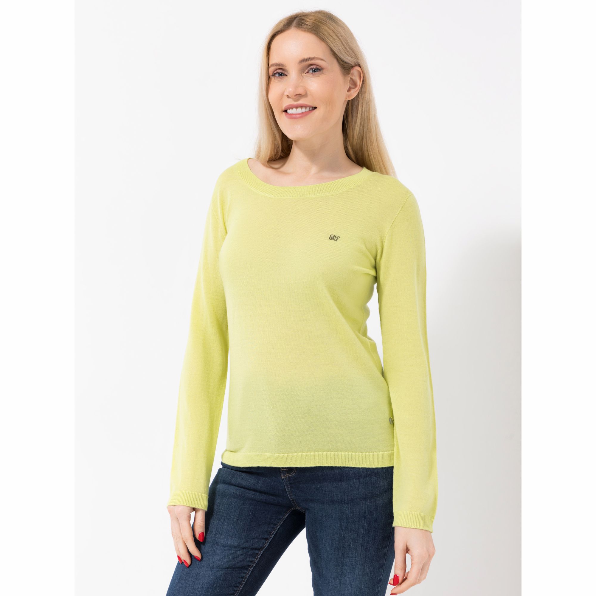 STRANDFEIN Pullover Rundhalsausschnitt Logo-Stickerei figurumspielend