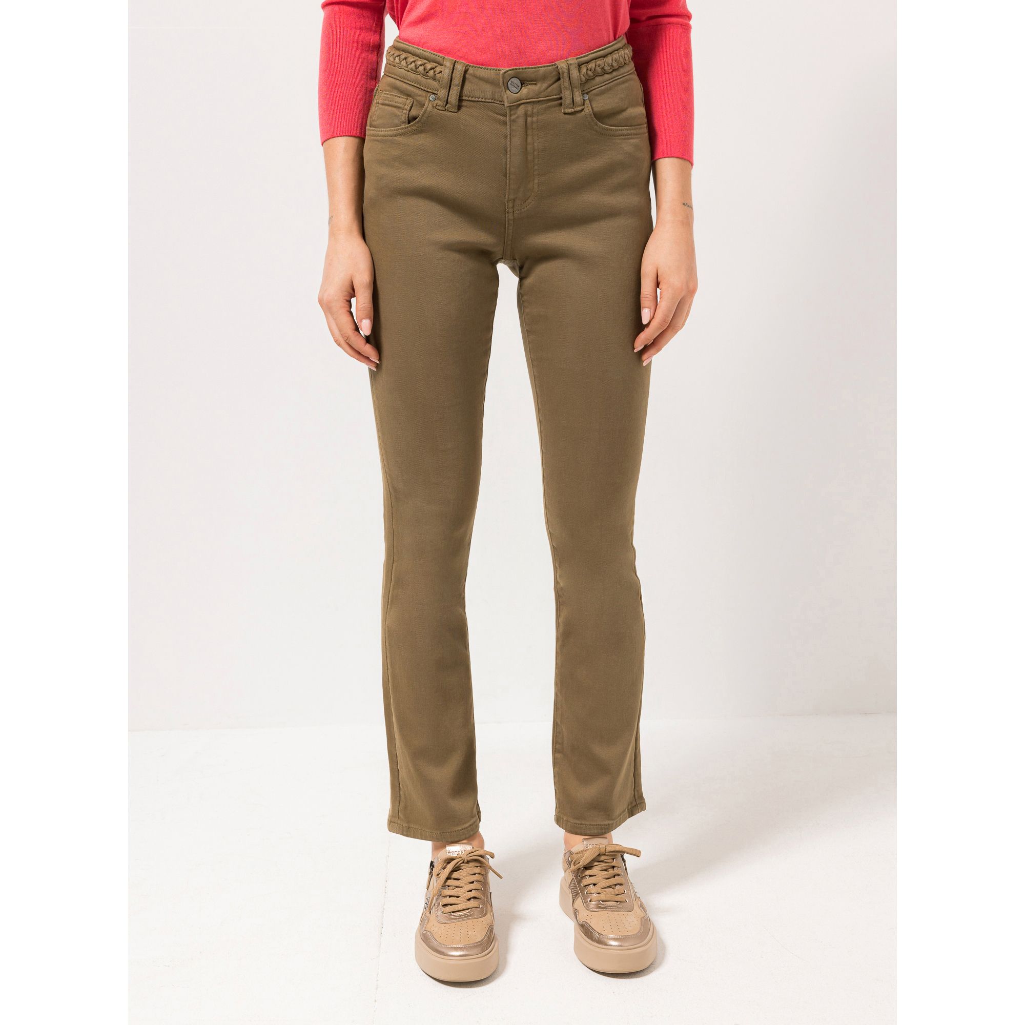 STEFFEN SCHRAUT Hose Bund mit Flechtdetail 5-Pocket-Style ausgestelltes Bein