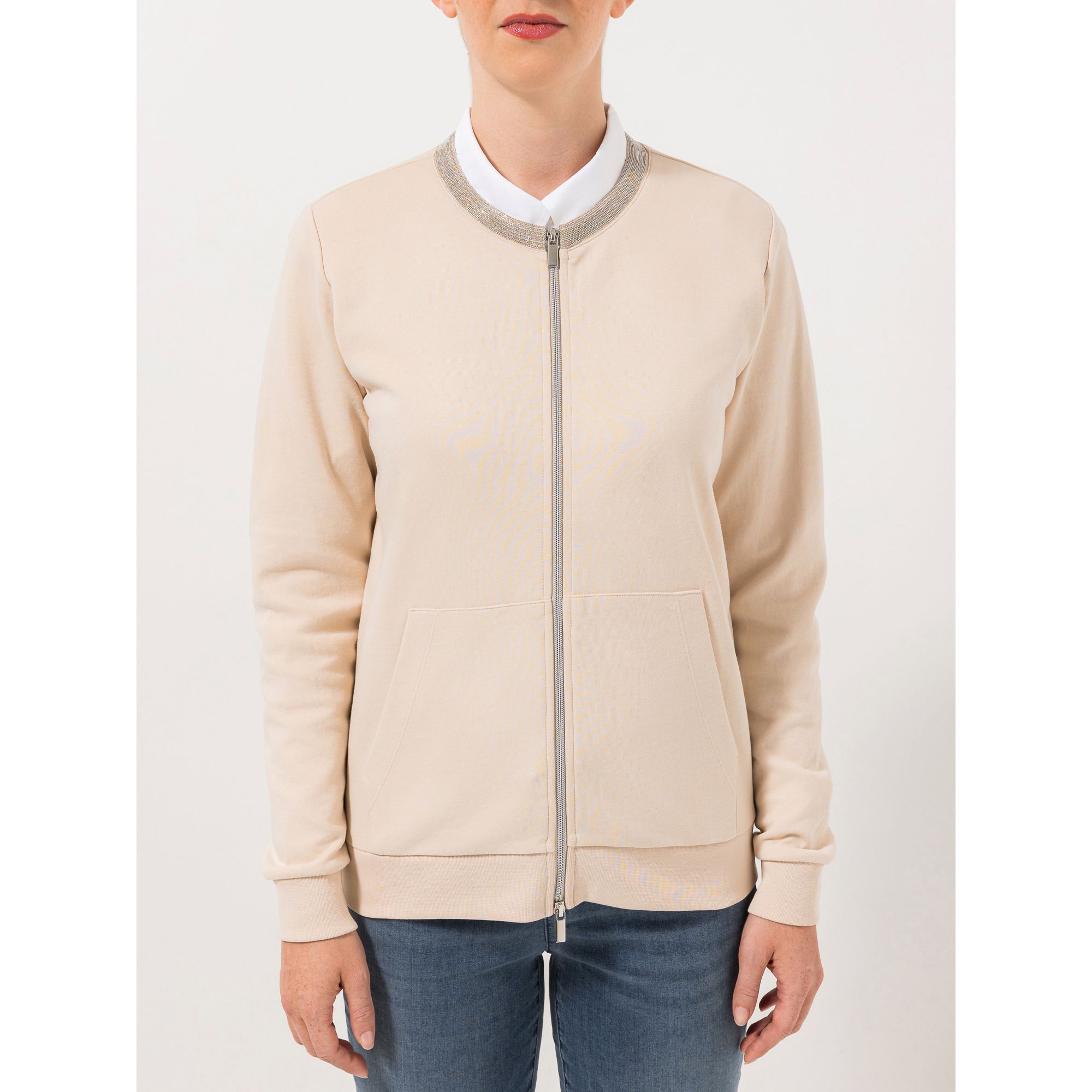 STEFFEN SCHRAUT Sweatjacke in Blousonoptik Zierkragen figurumspielend