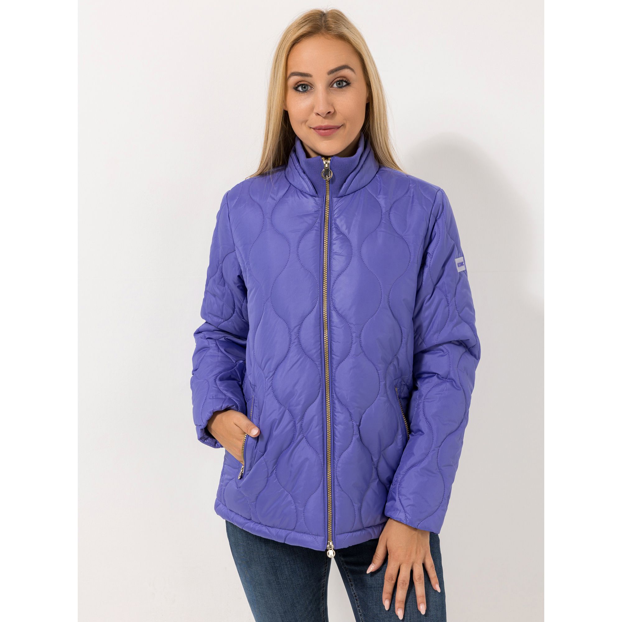 ICONIC by Marina Hoermanseder Steppjacke, 1/1-Arm doppelter Stehkragen figurumspielend