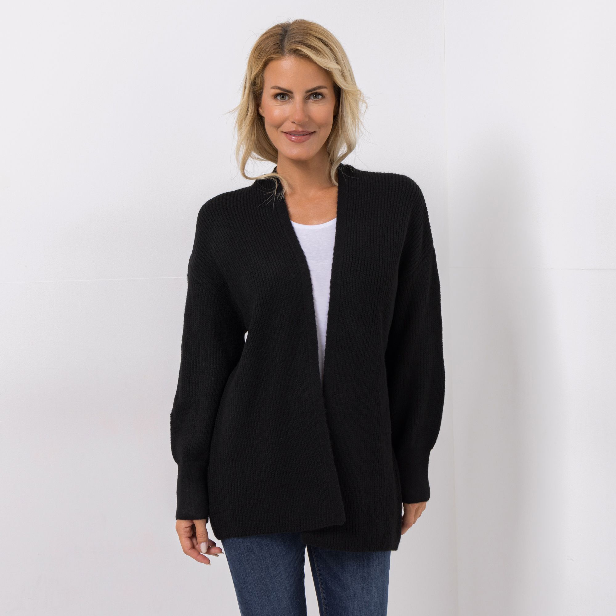 DINE 'N' DANCE Cardigan, 1/1-Arm offene Front Rippenstrick oversize