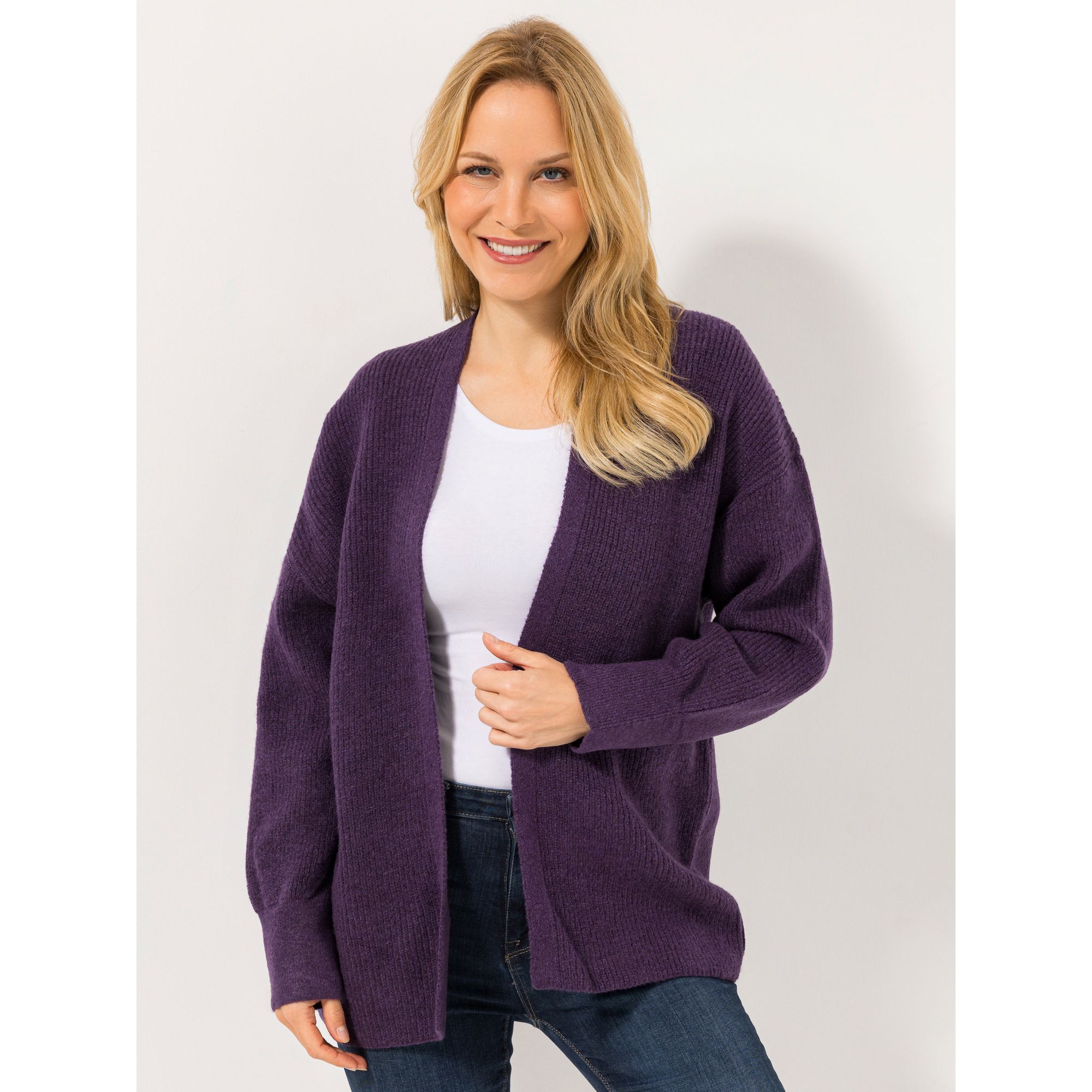 DINE 'N' DANCE Cardigan, 1/1-Arm offene Front Rippenstrick oversize