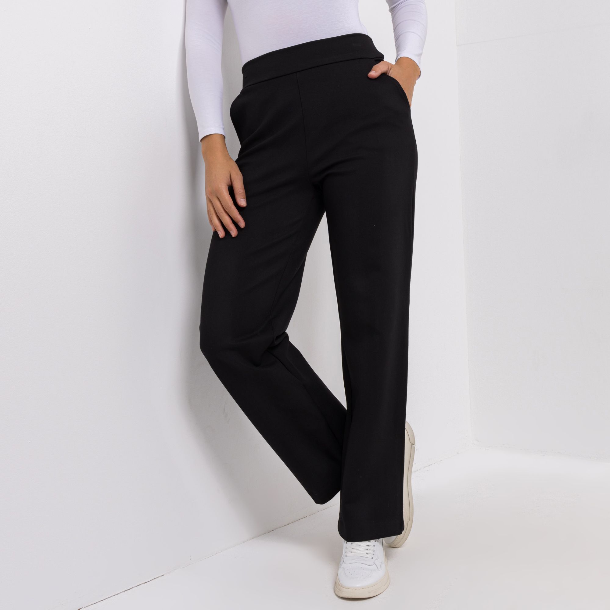 KIM & CO. Hose, 1/1-Länge Ponti Crepe Jersey Eingrifftaschen gerader Beinverlauf