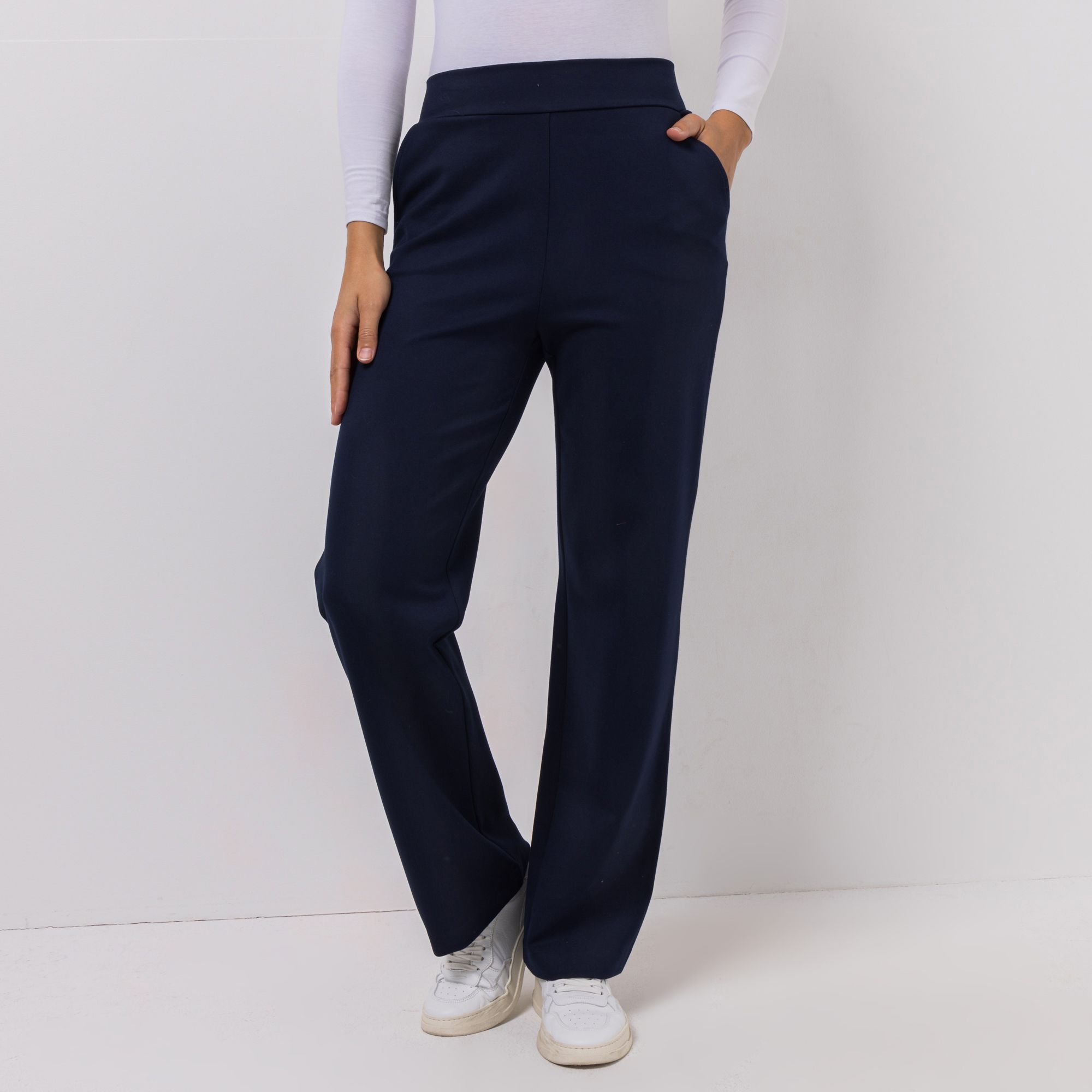 KIM & CO. Hose, 1/1-Länge Ponti Crepe Jersey Eingrifftaschen gerader Beinverlauf