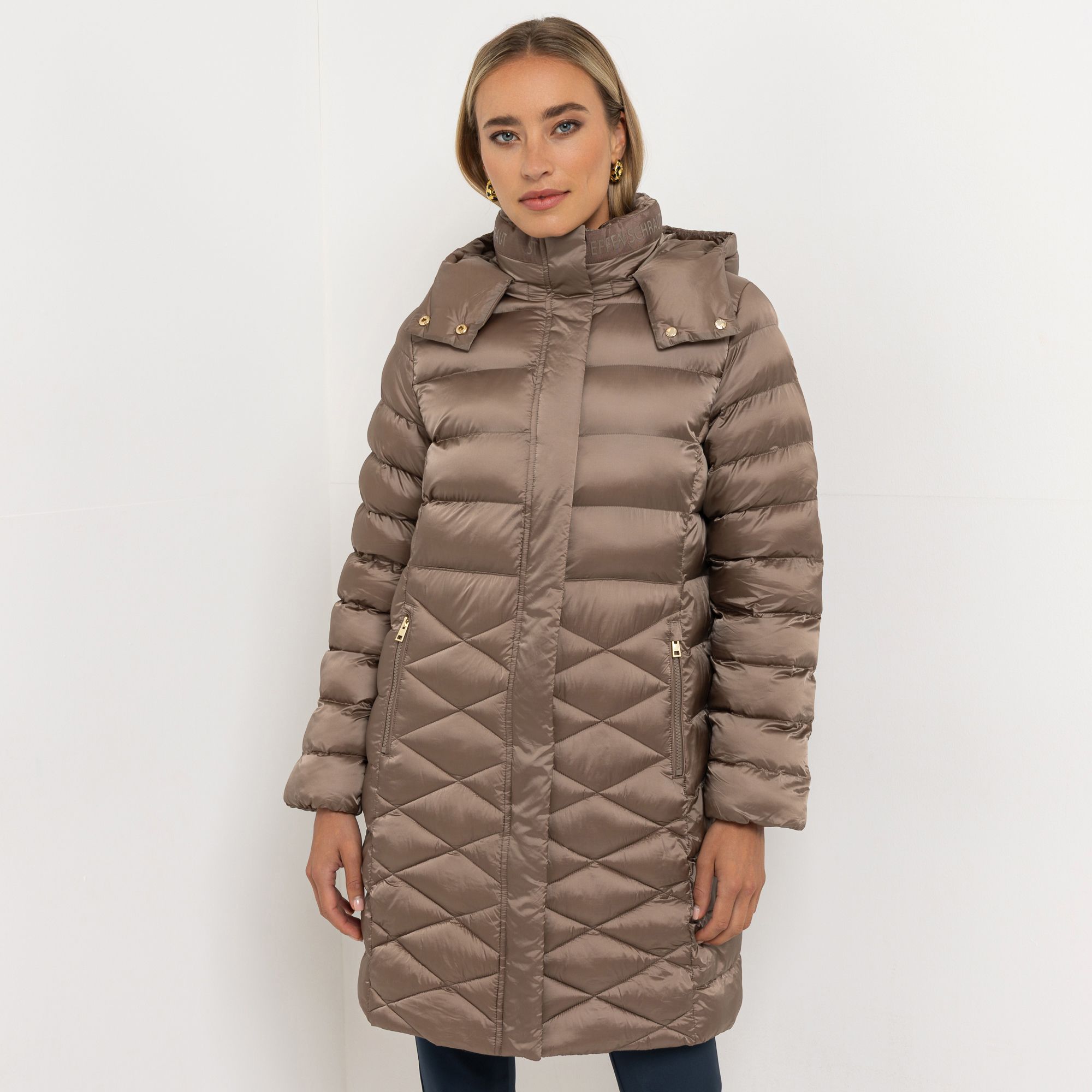 STEFFEN SCHRAUT Steppmantel abnehmbare Kapuze Reißverschlusstaschen figurumspielend