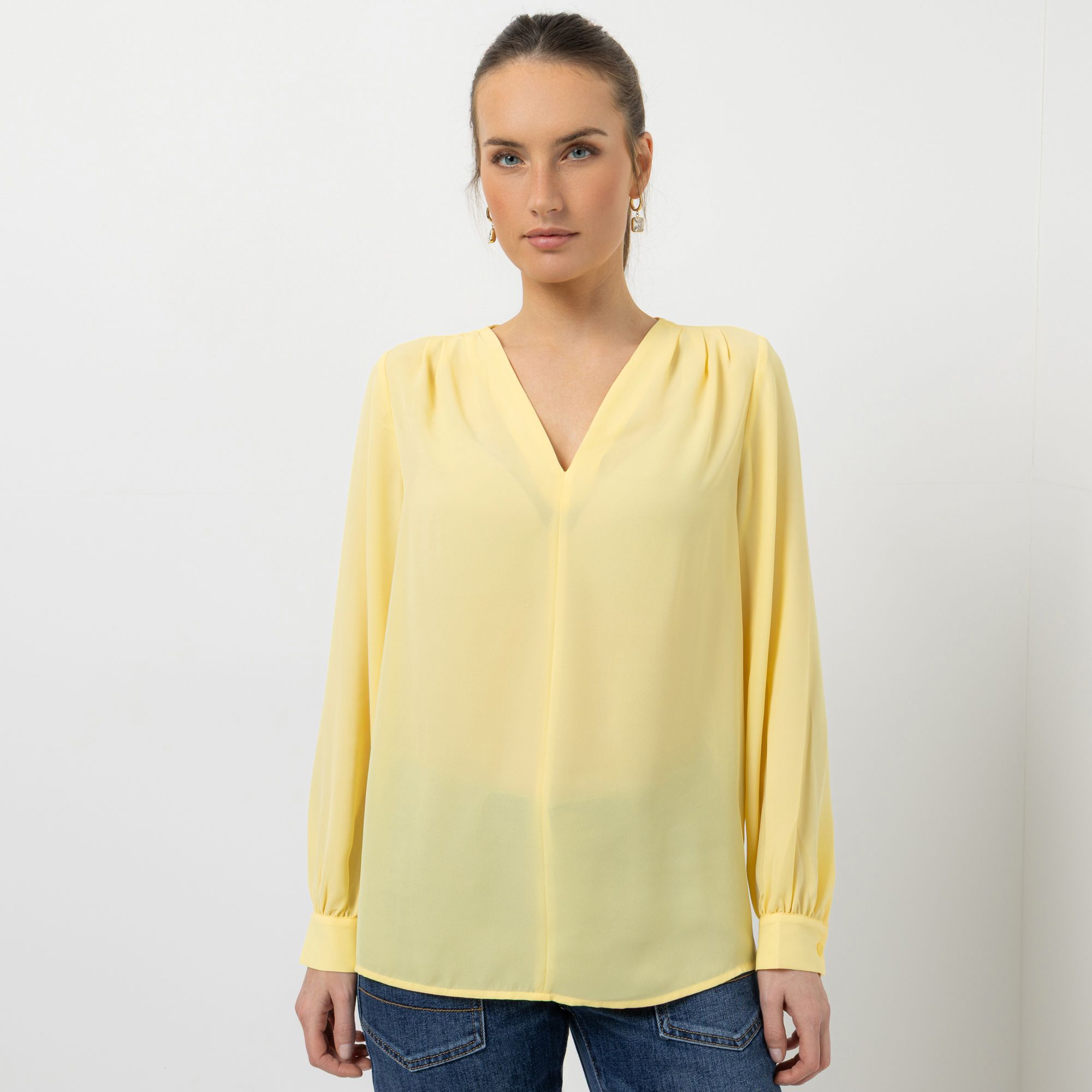 STEFFEN SCHRAUT Bluse, langarm V-Ausschnitt Faltendetails leger weit