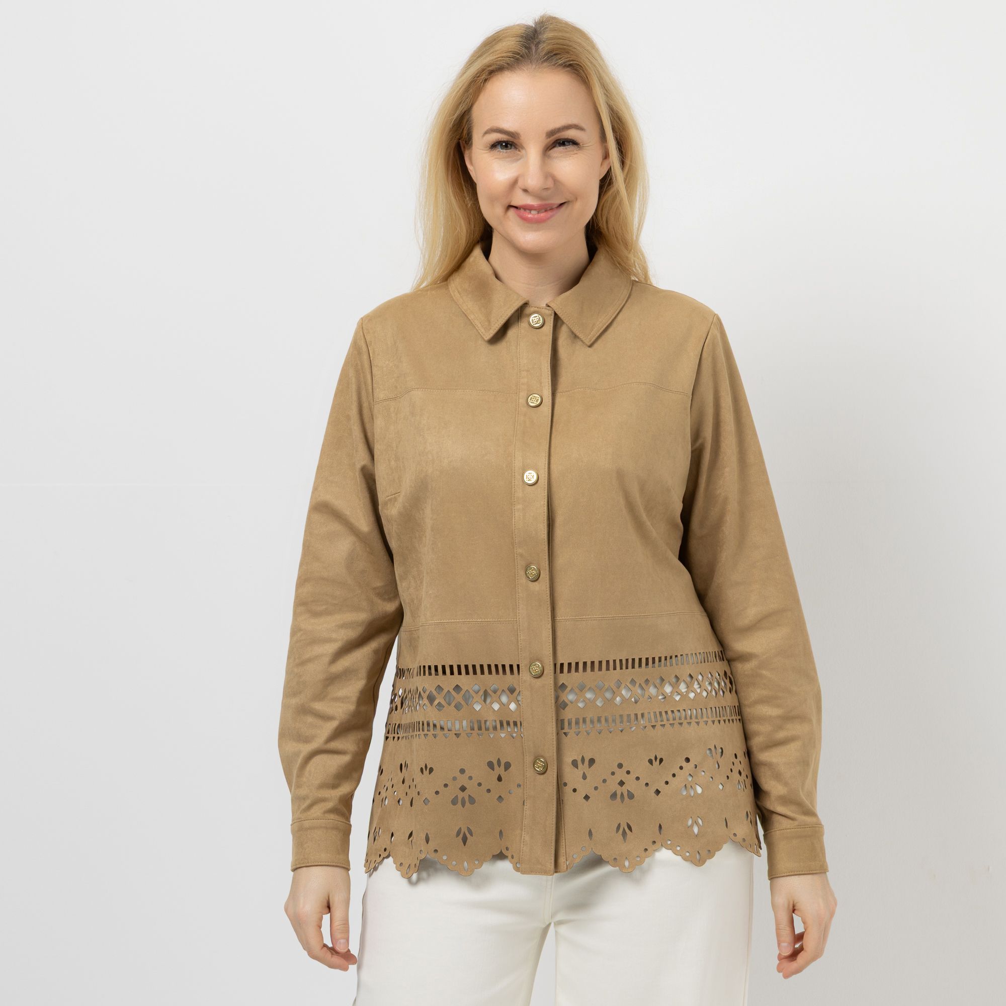 DAWID by Dawid Tomaszewski Hemdbluse Lochmuster leger weit