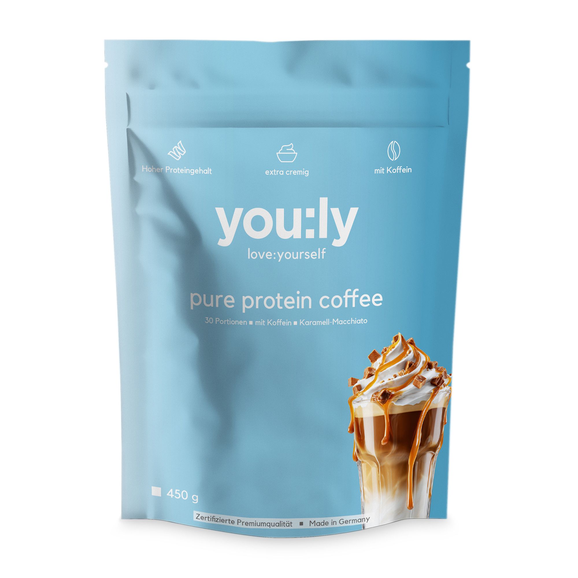 you:ly Pure Protein Coffee mit Koffein 450g für 30 Tage