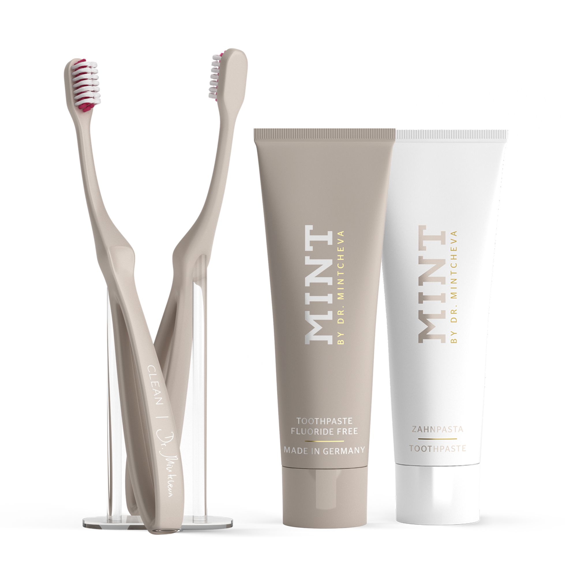 MINT CLASSIC 2 Handzahnbürsten Clean & Zahnpasta mit und ohne Fluorid