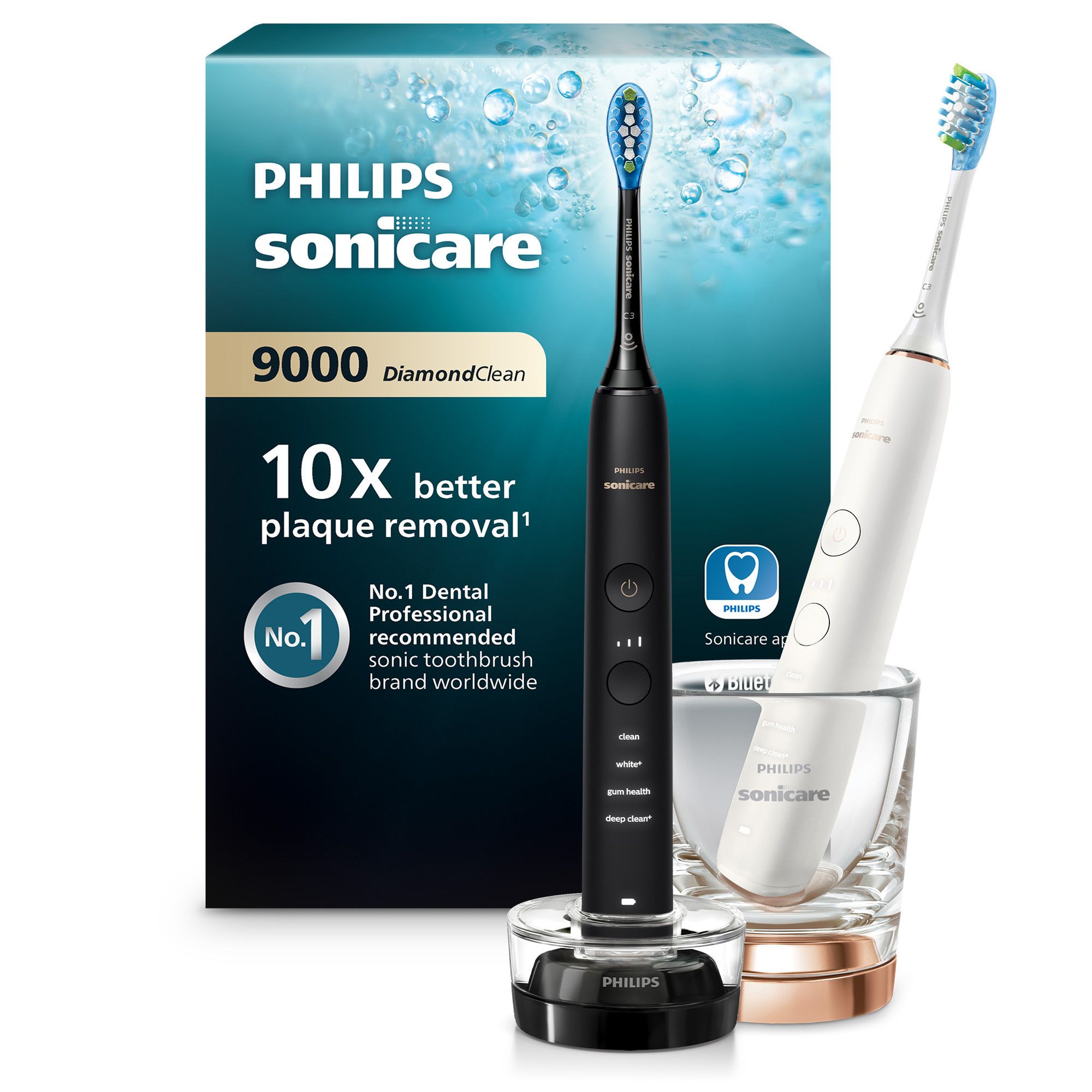 PHILIPS Sonicare Diamond Clean 9000 Doppelpack mit 2 Bürstenköpfen