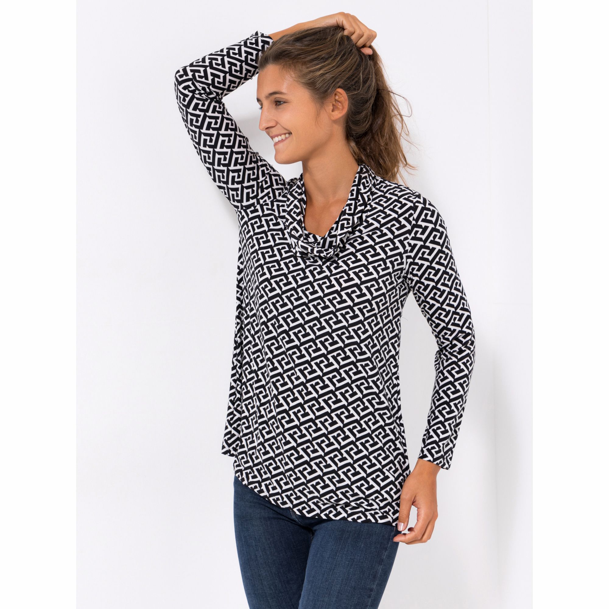 KIM & CO. Shirt, Langarm Brushed Venechia Schalkragen figurumspielend