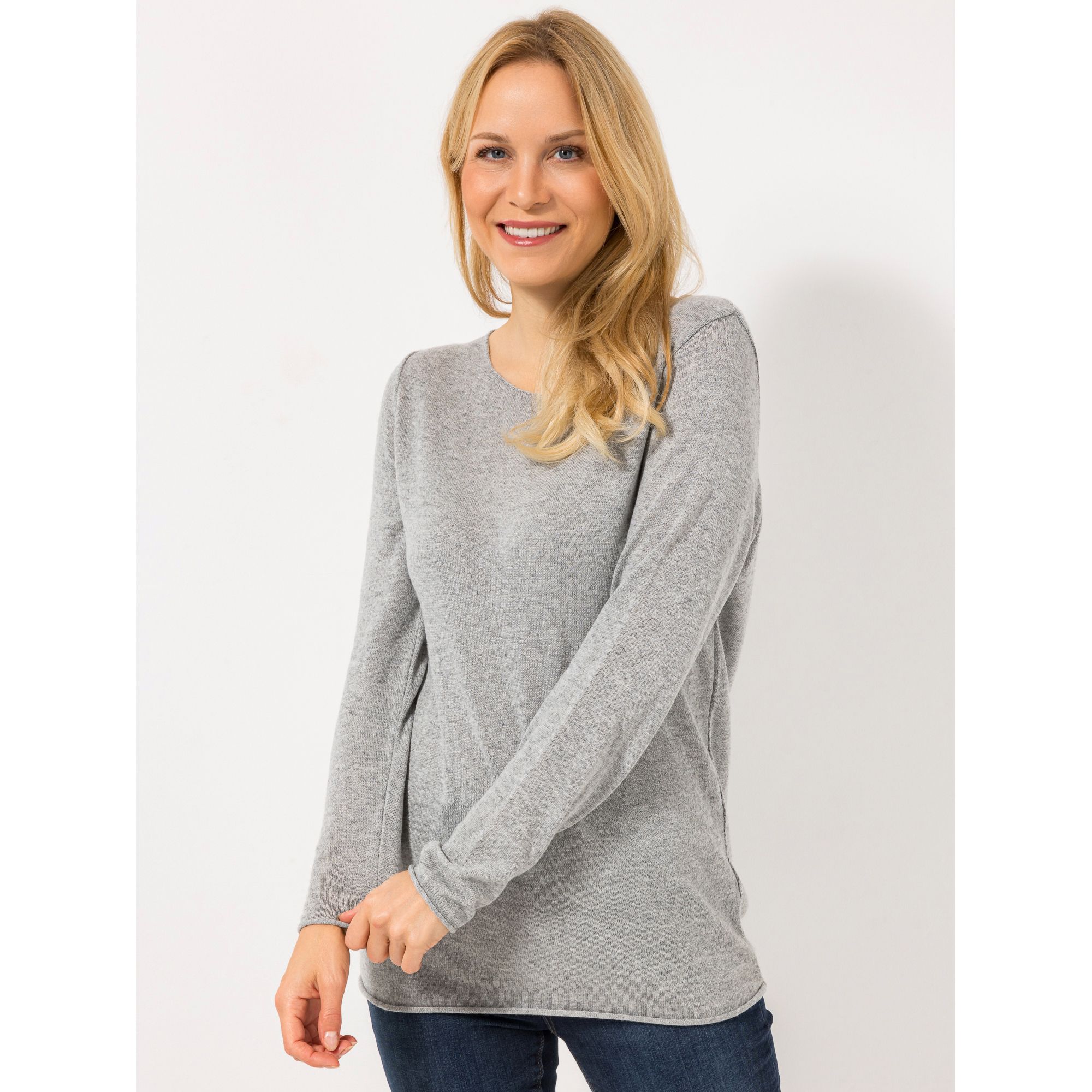 DINE 'N' DANCE Pullover, 1/1-Arm Rundhalsausschnitt Rollkanten figurumspielend