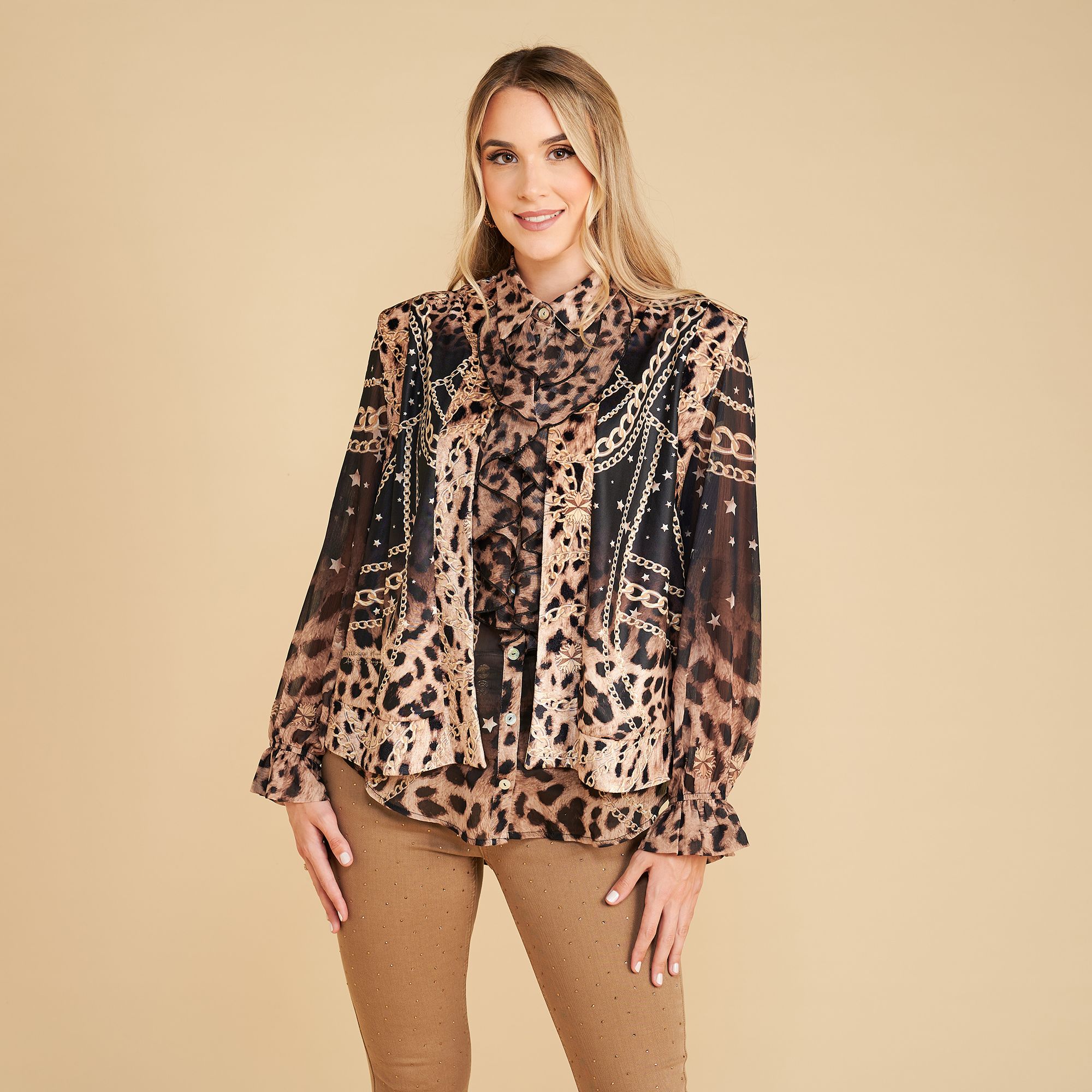 SCHIFFHAUER MUNICH® Weste, bedruckt Rundhalsausschnitt Samtbesatz, Strass figurbetont