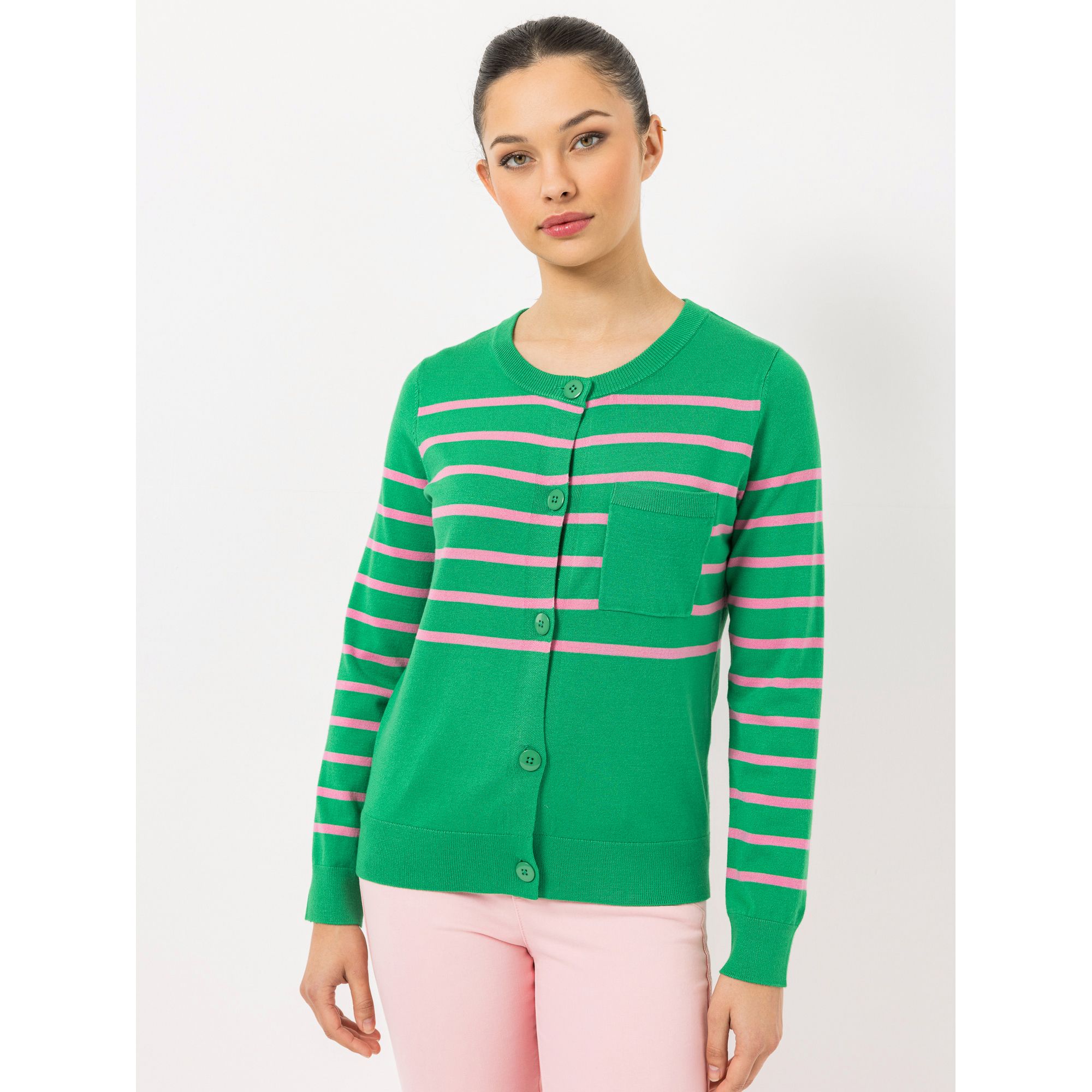 STEFFEN SCHRAUT Cardigan Rundhalsausschnitt Kontrast-Details figurumspielend