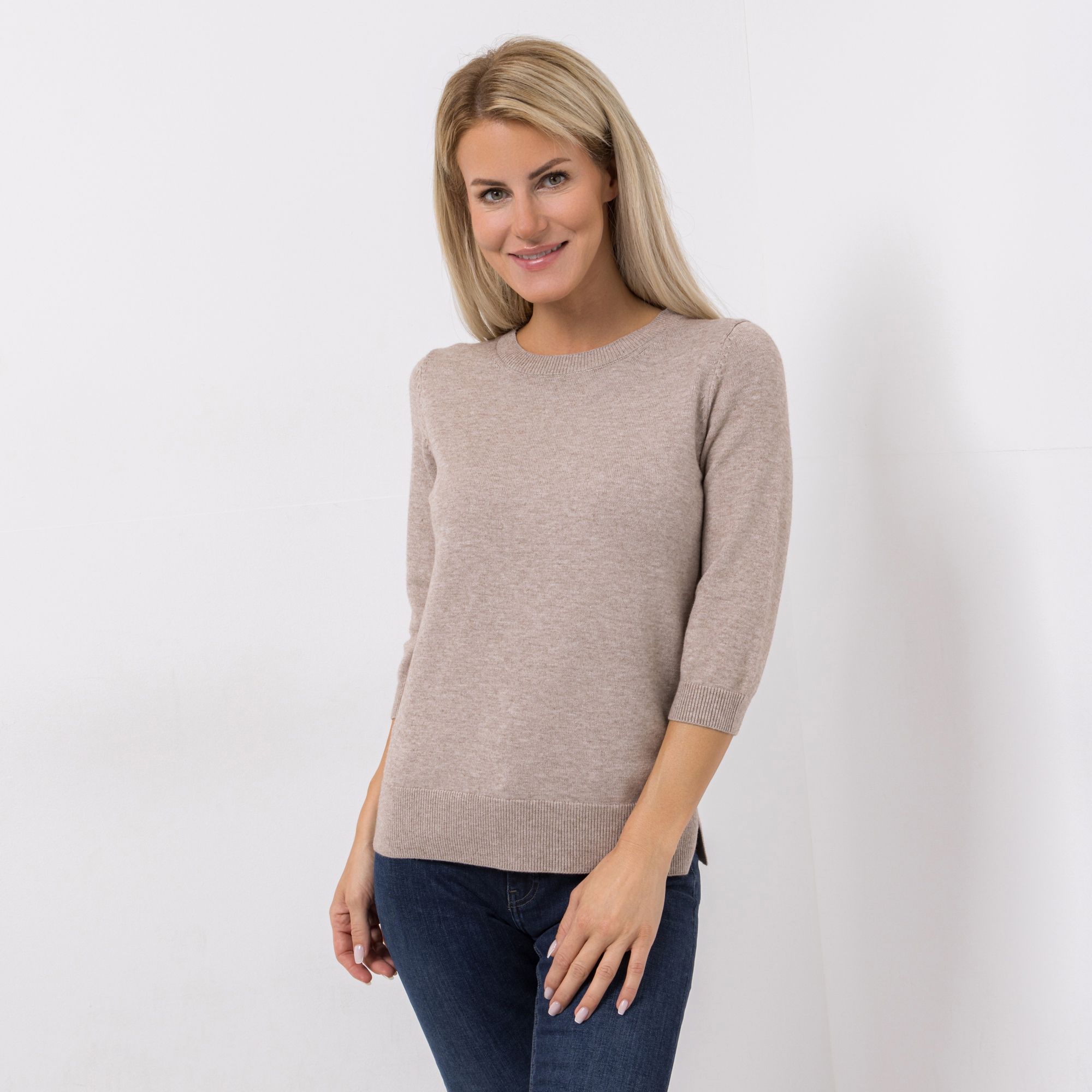 DAWID by Dawid Tomaszewski Pullover, 3/4-Arm Rippbund-Abschlüsse figurumspielend