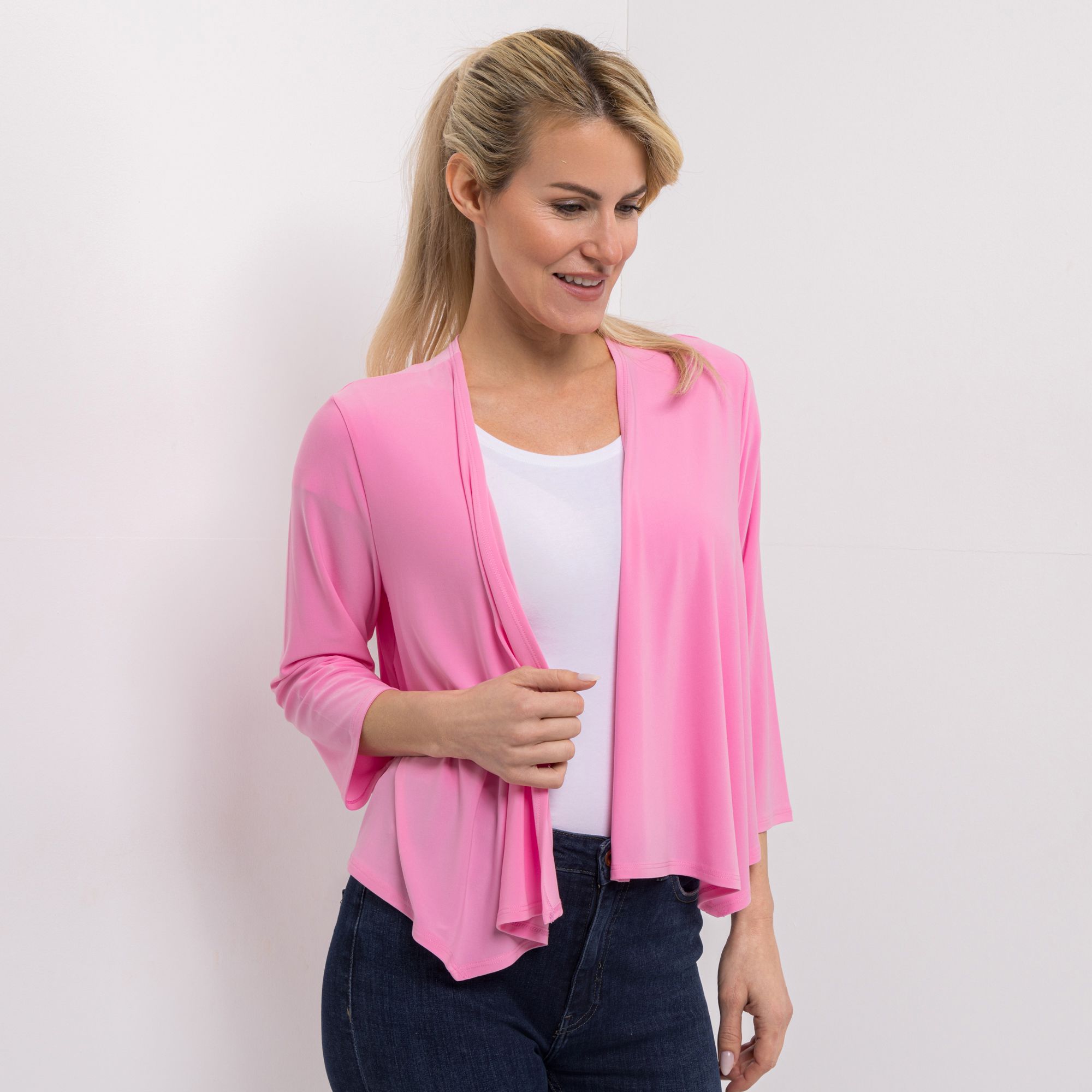 KIM & CO. Bolero, 3/4-Arm Brazil Knit Jersey offene Front figurumspielend