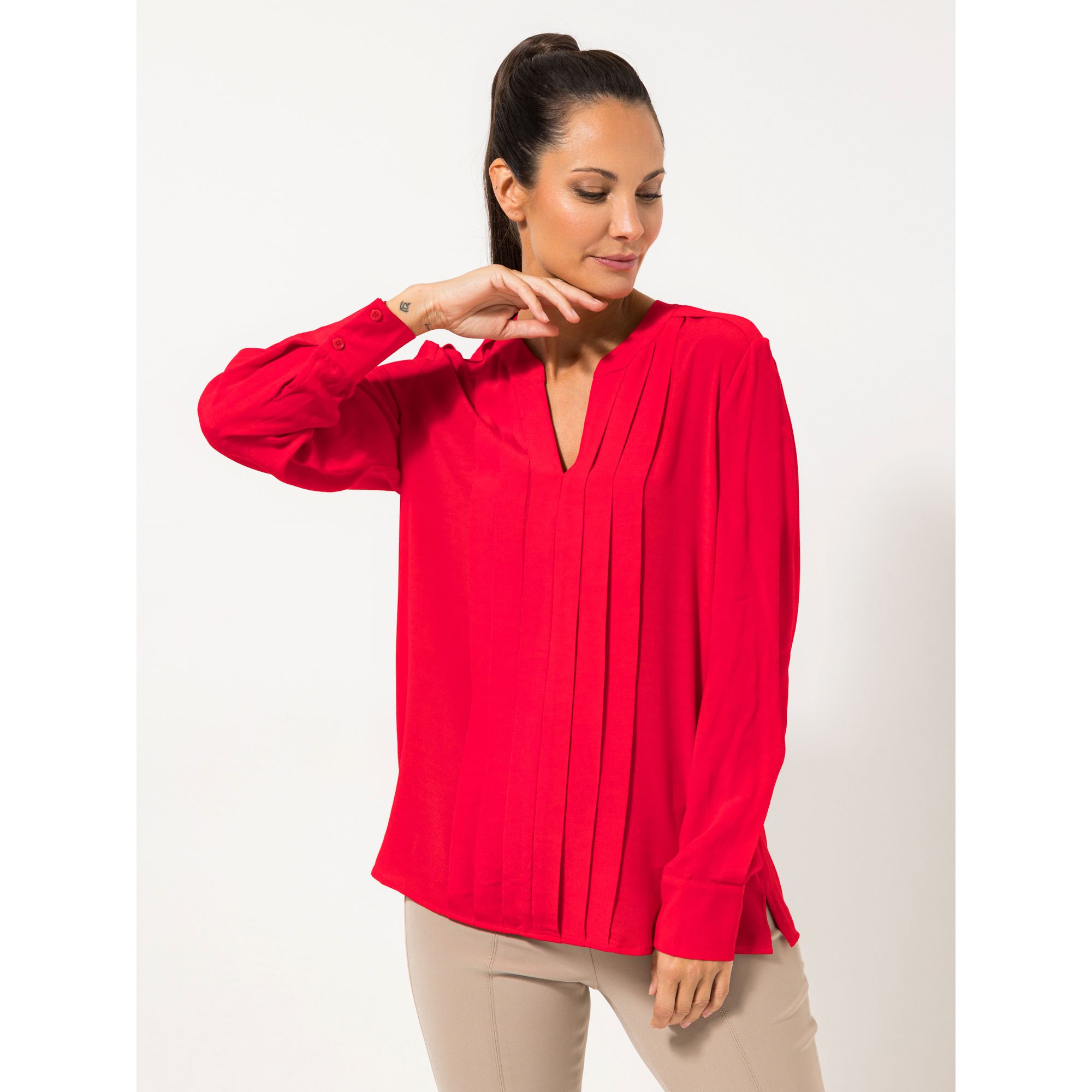 STEFFEN SCHRAUT Bluse, 1/1-Arm Serafino-Ausschnitt mit ECOVERO Viskose figurumspielend