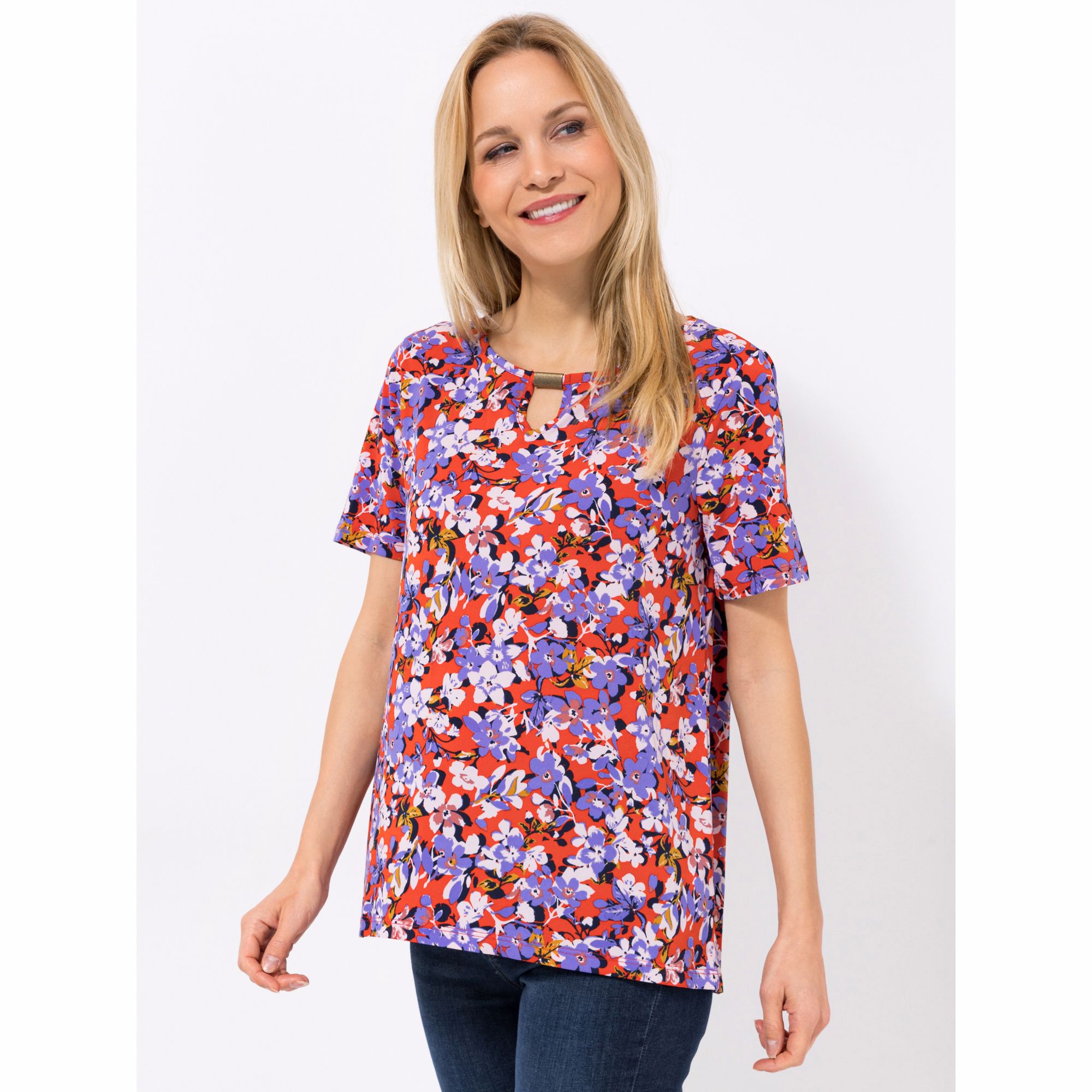 KIM & CO. Shirt, 1/2-Arm Brazil Knit Jersey Zierausschnitt figurumspielend