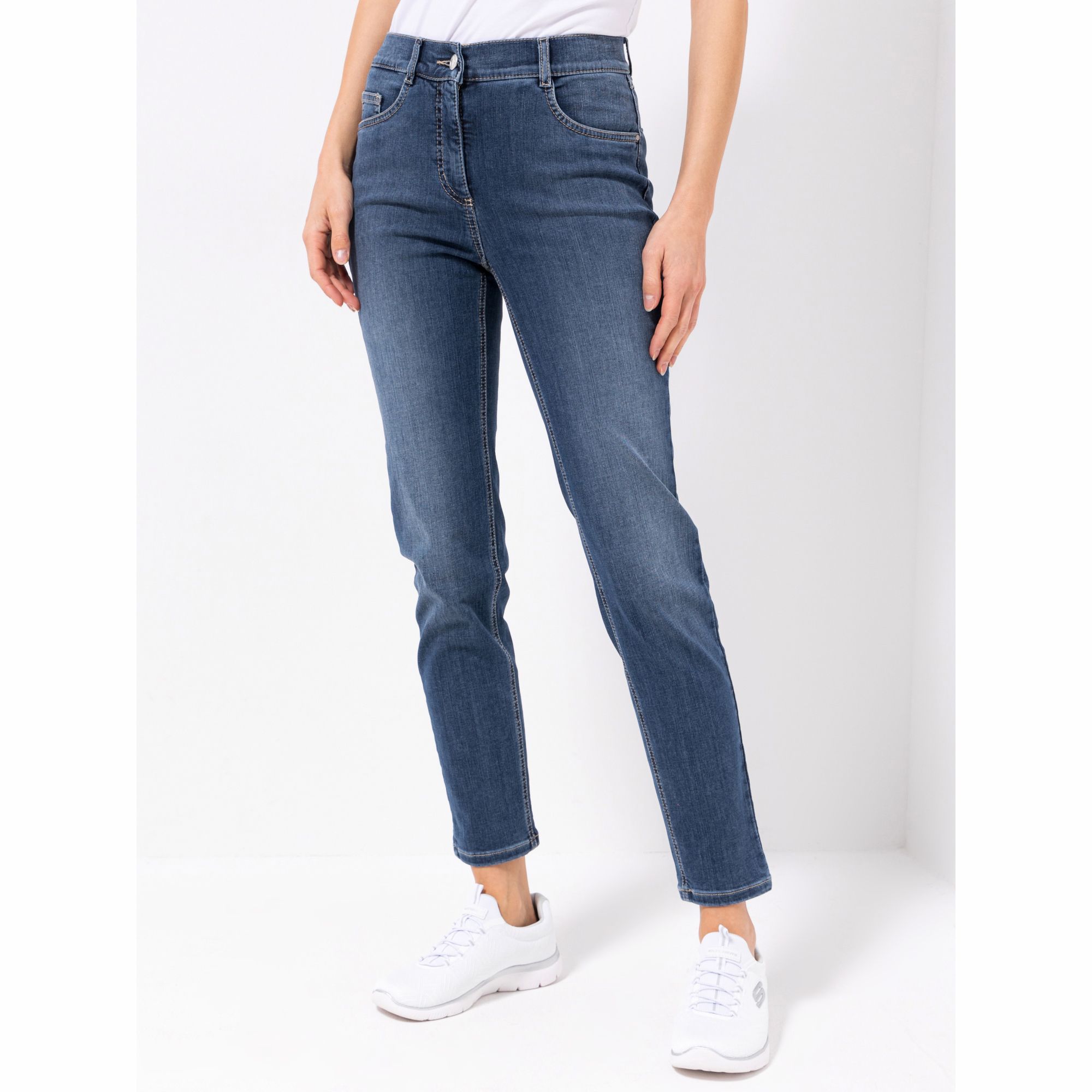 EVA LUTZ Jeanshose 5-pocket Form OEKO-TEX® schmales Bein