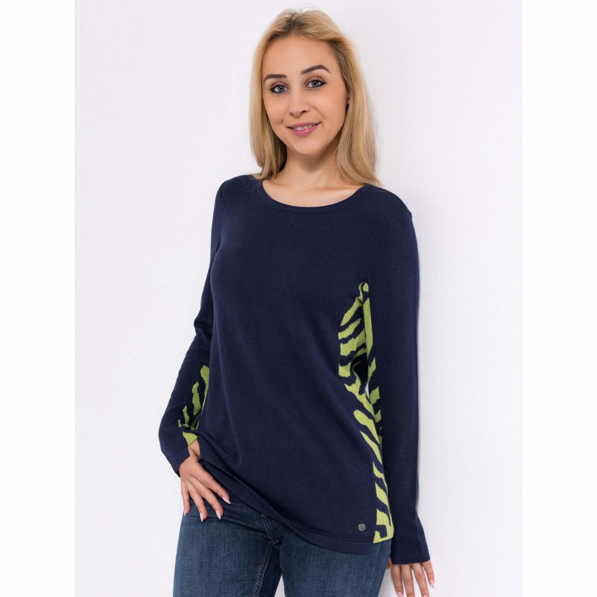 EVA LUTZ Pullover, Langarm Rundhalsausschnitt Einsätze figurumspielend