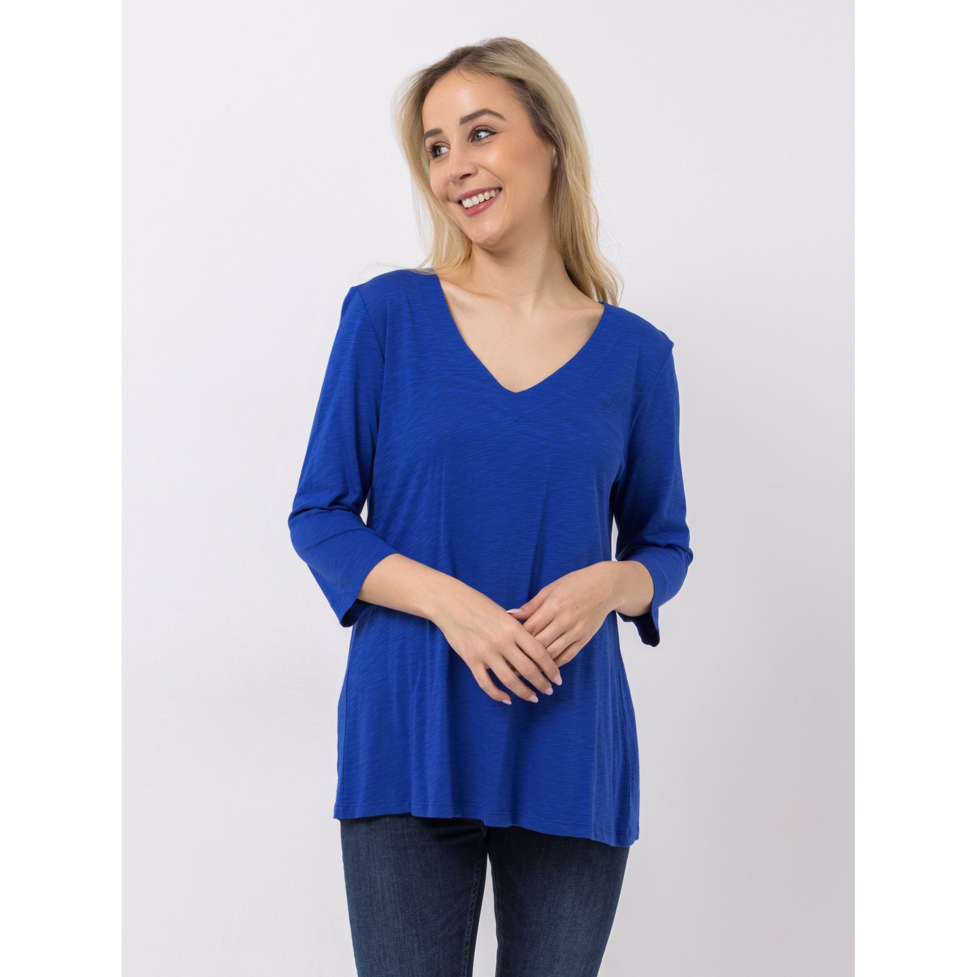 EVA LUTZ Shirt 3/4-Arm V-Ausschnitt figurumspielend