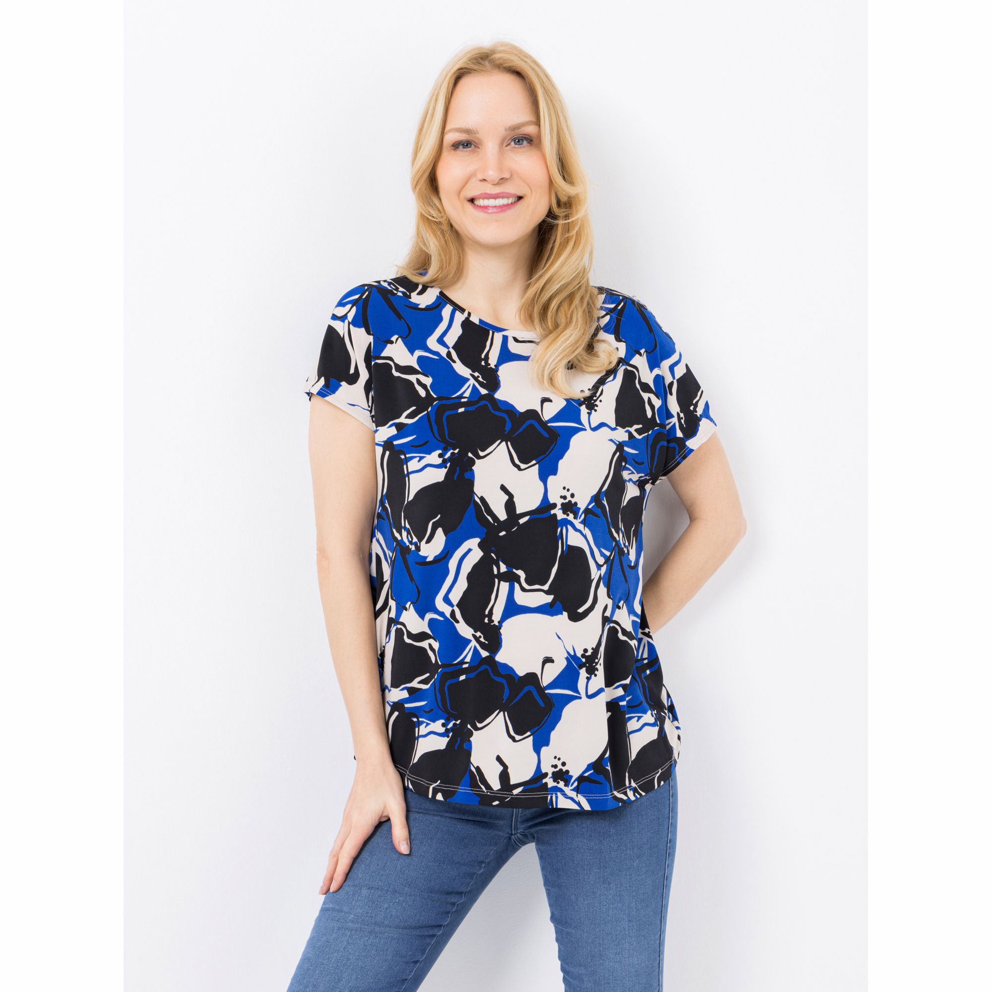 KIM & CO. Shirt, 1/4-Arm Brazil Knit Jersey Rundhalsausschnitt figurumspielend