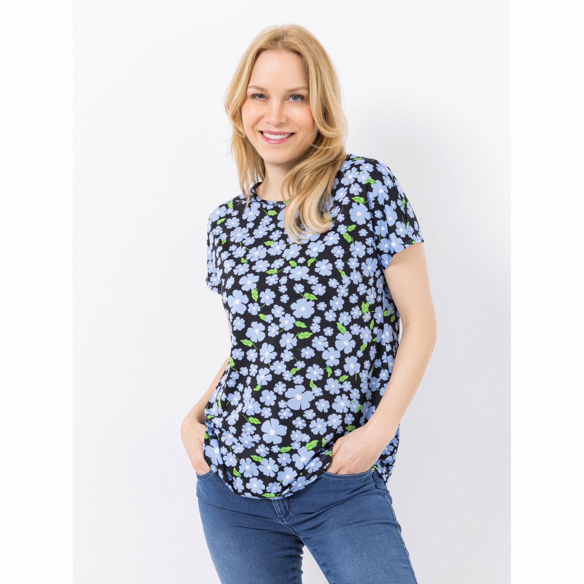 KIM & CO. Shirt, 1/4-Arm Brazil Knit Jersey Rundhalsausschnitt figurumspielend