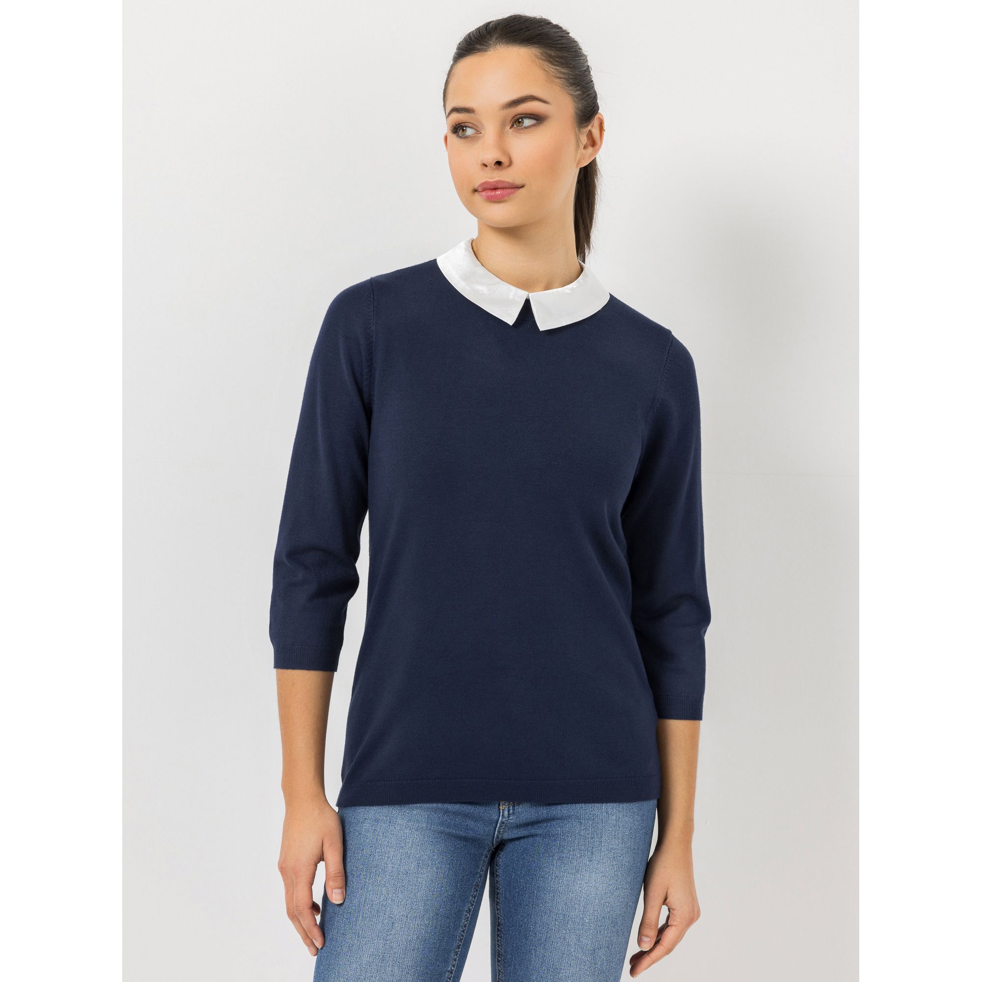 STEFFEN SCHRAUT Pullover Lausanne 3/4 Arm abnehmbarer Kragen figurumspielend