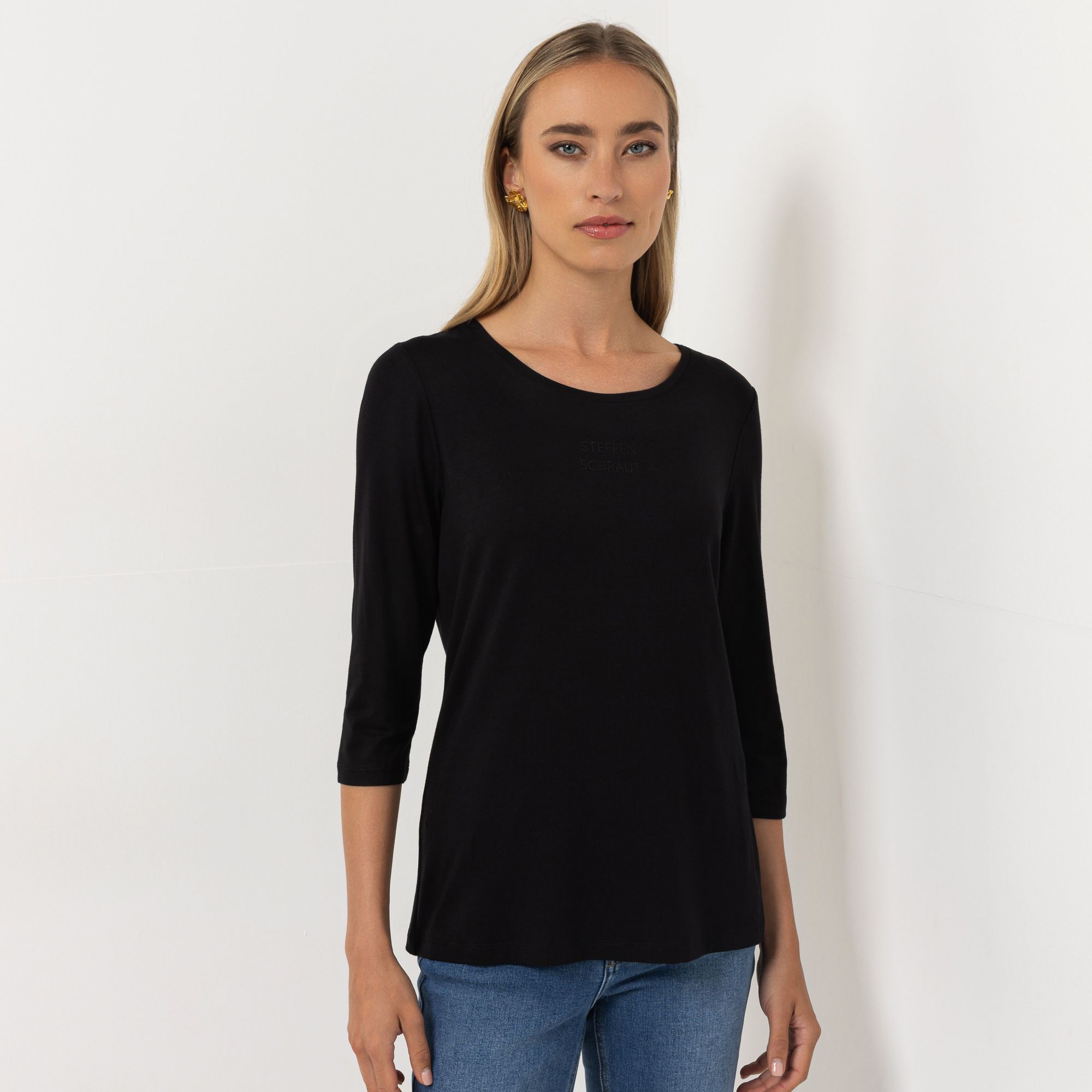 STEFFEN SCHRAUT Shirt 3/4-Arm Logo-Print mit ECOVERO Viskose figurumspielend