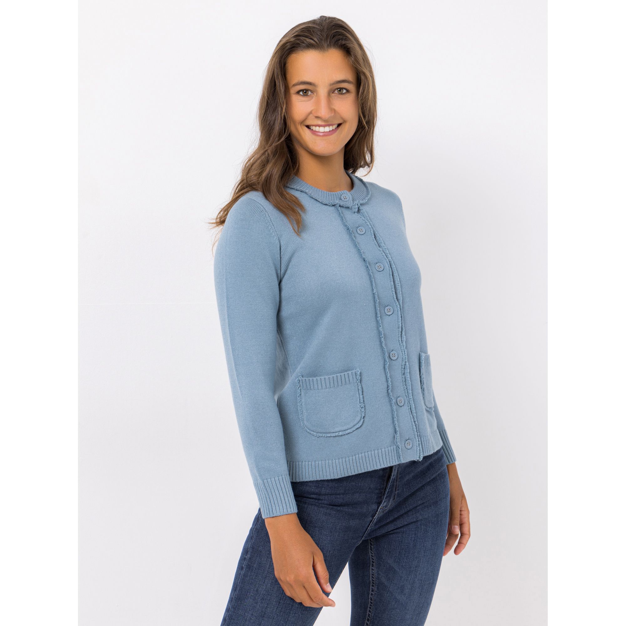 DAWID by Dawid Tomaszewski Cardigan, Rundhals Fransendetails figurumspielend