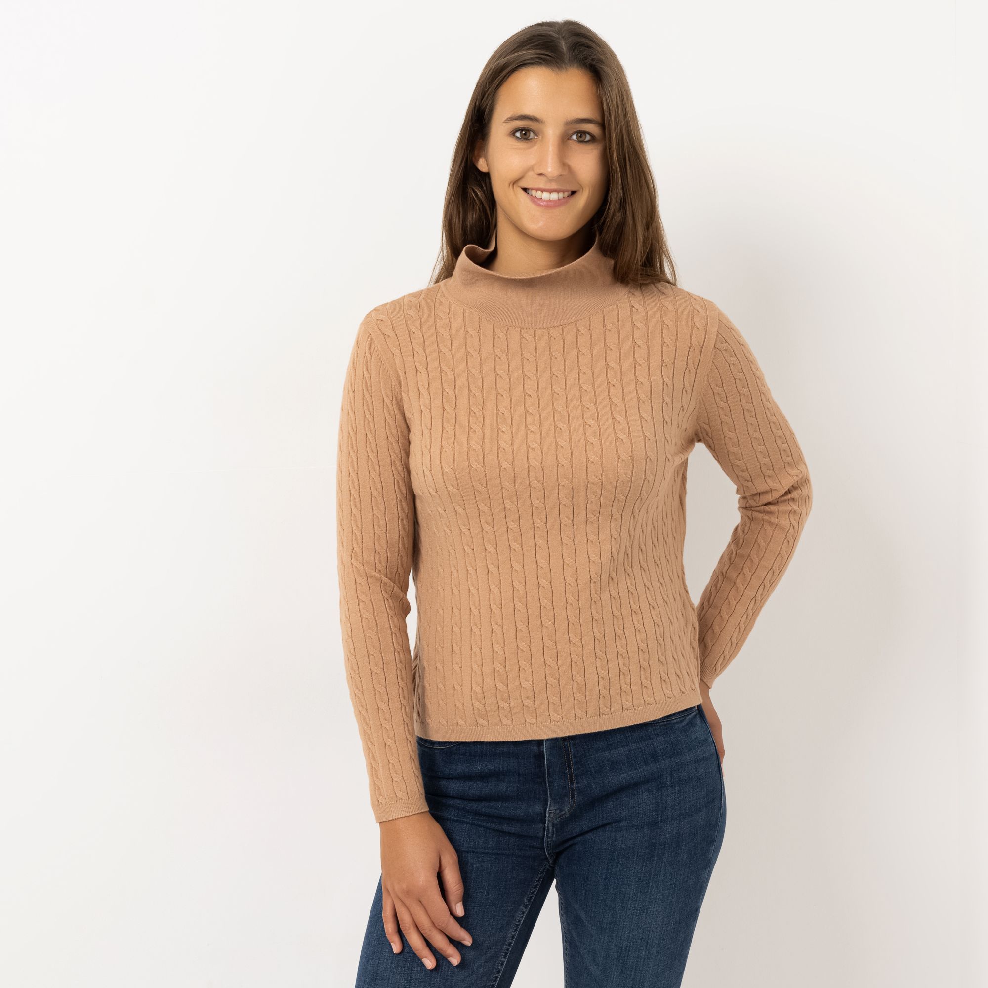 ANNI FOR FRIENDS Pullover Strukturstrick weiter Stehkragen leger weit