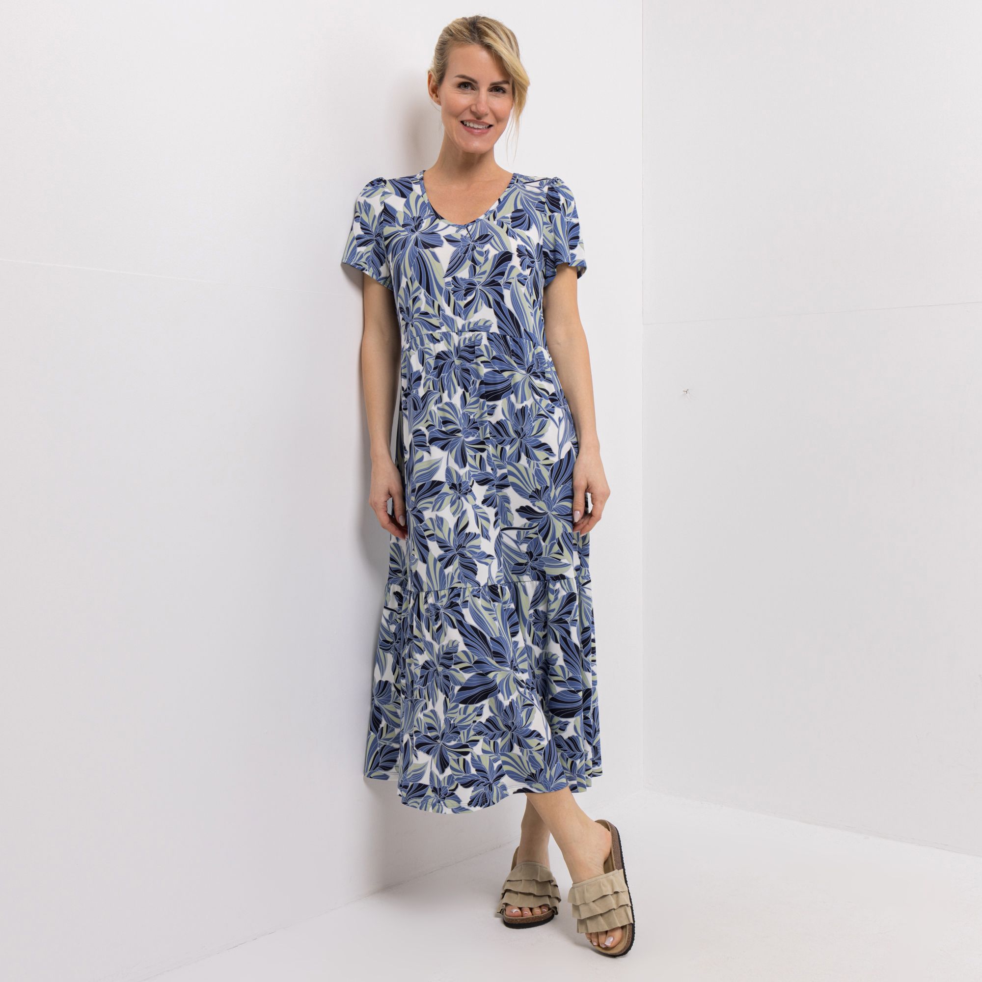 KIM & CO. Midi-Kleid Brazil Knit Jersey V-Ausschnitt figurumspielend